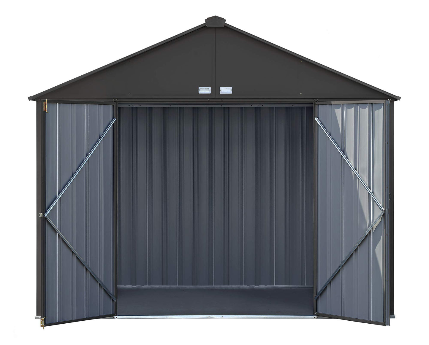 Arrow Hangar de rangement en acier à pignon très haut, 10 pi x 8 pi, EZEE Shed, charbon de bois