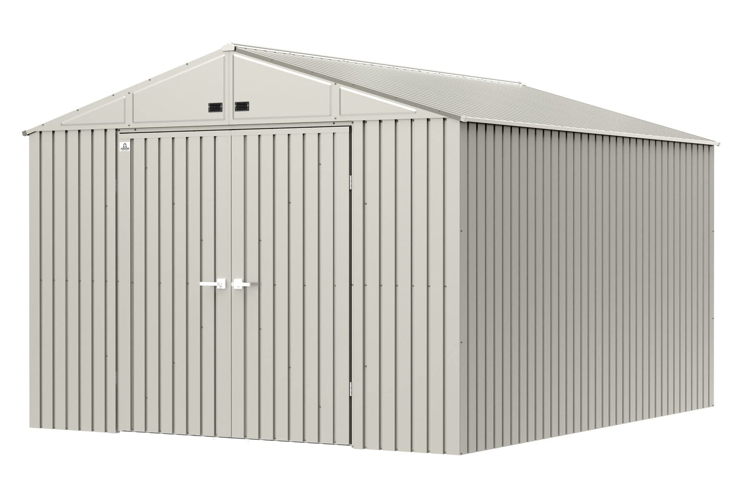 Arrow Shed Elite Abri de rangement extérieur verrouillable en acier avec toit à pignon de 3 m x 3 m, gris froid