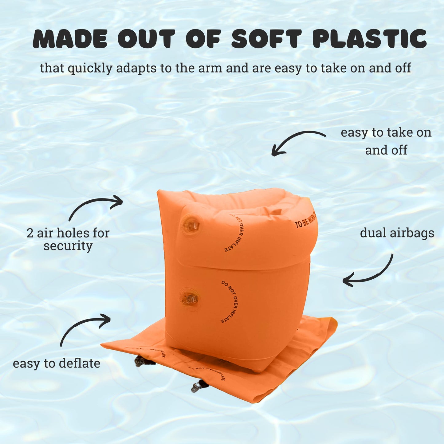 Arm Swim Floaties for Kids 5-7 - Inflatable Kids Arm Floaties for Pool - Wing Arm Band Swimmies - Perfect for Learning How to Swim for Kid and Adult (Yellow) Orange