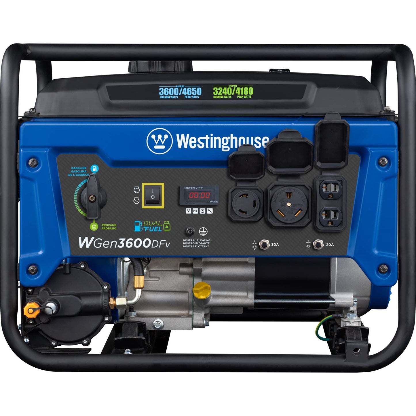 Westinghouse Outdoor Power Equipment WGen3600DFv 4650 Peak Watt Dual Fuel Portable Generator