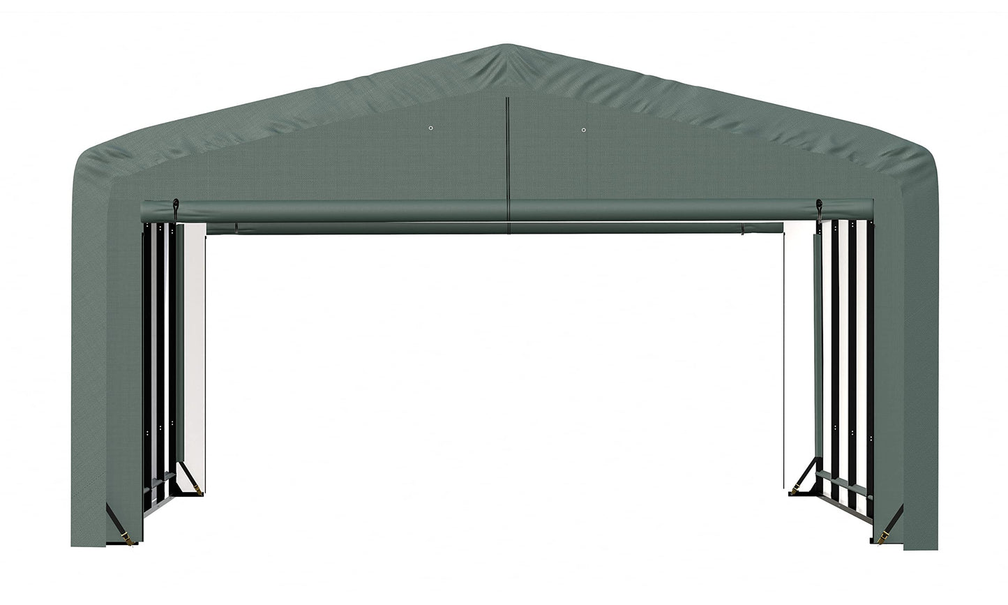 ShelterLogic ShelterTube Garage & Storage Shelter, 20' x 23' x 12' Heavy-Duty Steel Frame Wind and Snow-Load Rated Enclosure, Green 20' x 23' x 12'