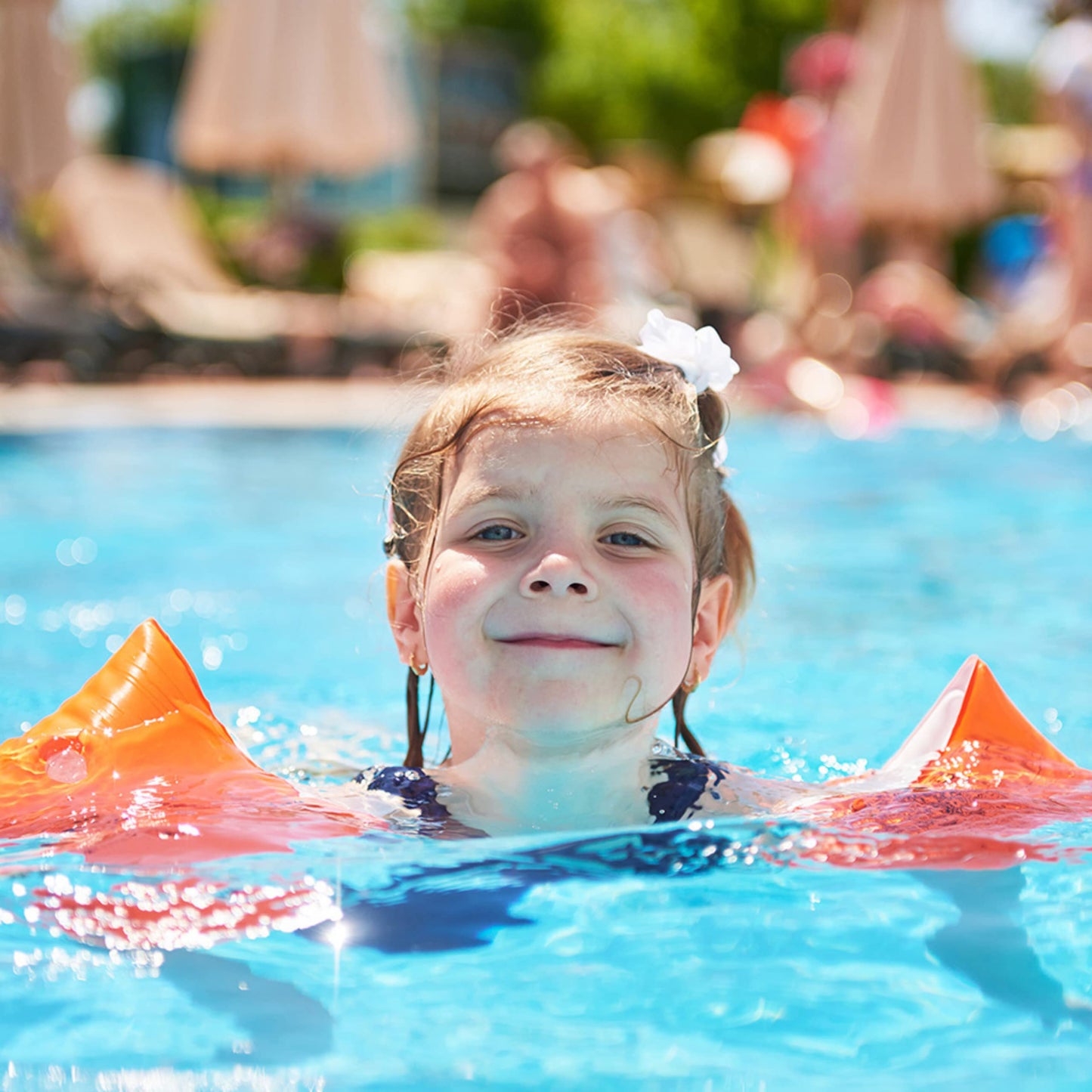 Arm Swim Floaties for Kids 5-7 - Inflatable Kids Arm Floaties for Pool - Wing Arm Band Swimmies - Perfect for Learning How to Swim for Kid and Adult (Yellow) Orange
