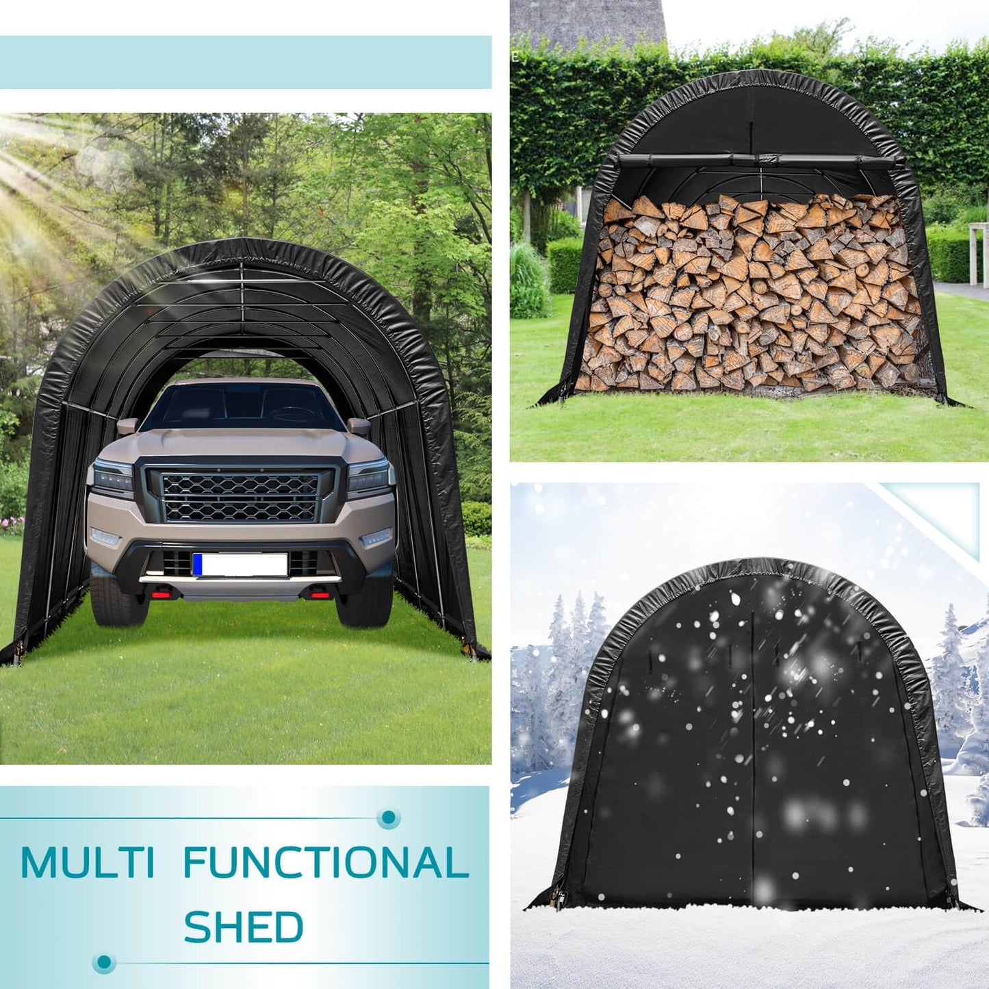 MELLCOM Portable Garage, 12' x 20' x 9.8' Heavy Duty Carport with All-Steel Metal Frame and Round Style Roof, Anti-Snow Car Canopy for Car, Truck, Boat 12'x20'