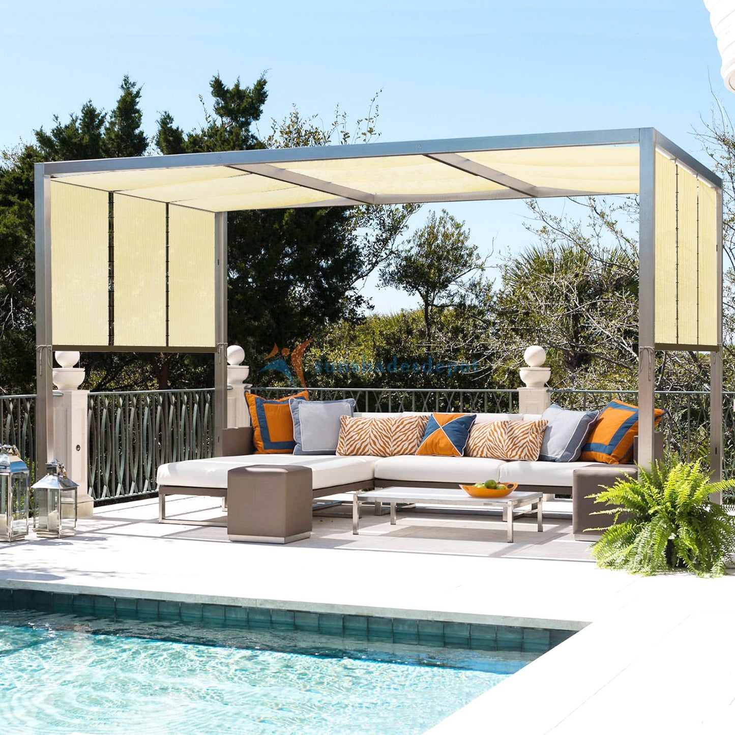 TANG Sunshades Depot 19'x31' Beige Patio Rectangle Heavy Duty Shade UV Blocker Shelter Pergola Carport Driveway Cover Backyard Deck Custom 19' x 31'