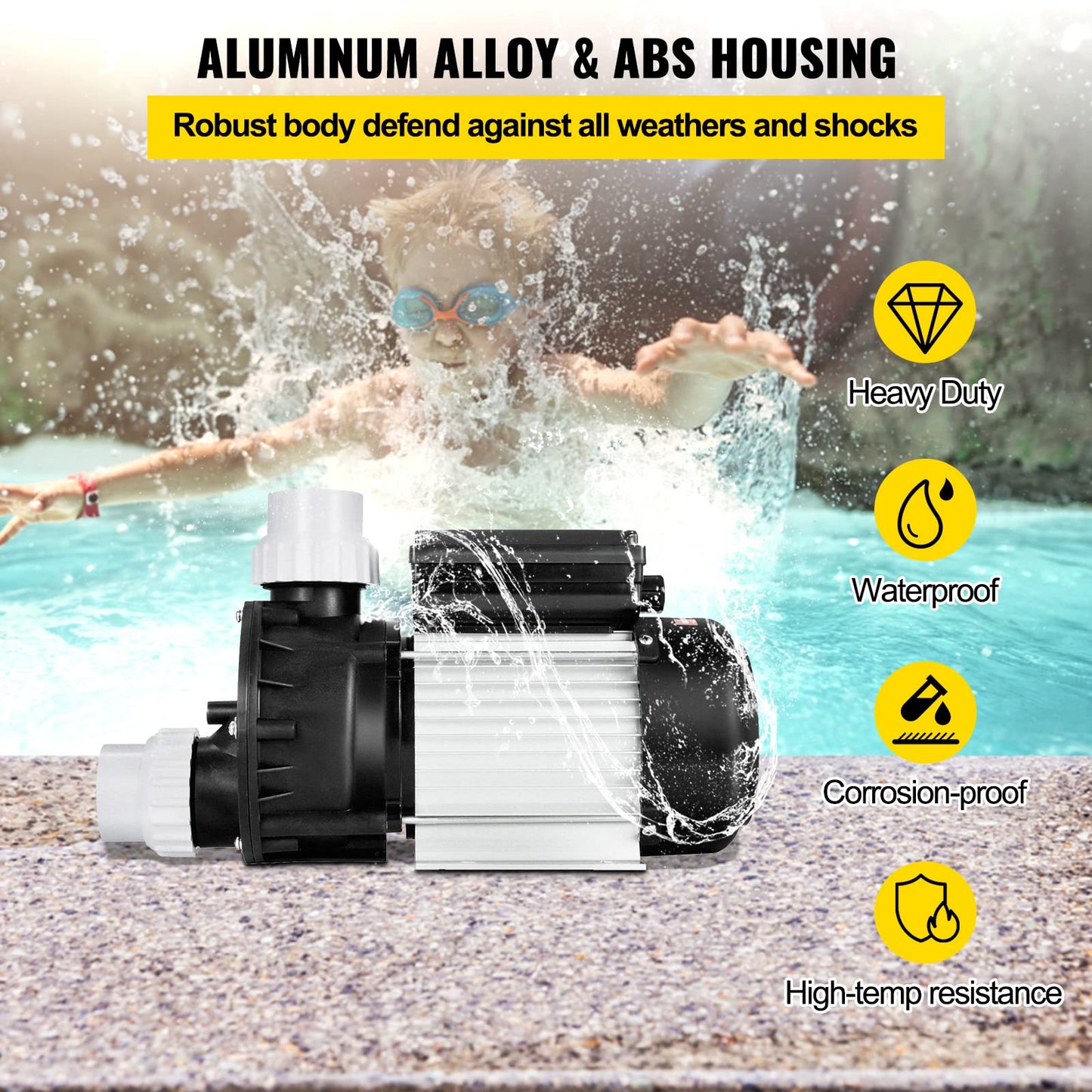 Happybuy Swimming Pool Pump 3/4 HP 110V Hot Tub Pump 0.75 Kw Water Circulation Pool Pump Spa Pump Above Ground Pool and Whirlpool Bath 0.75 HP