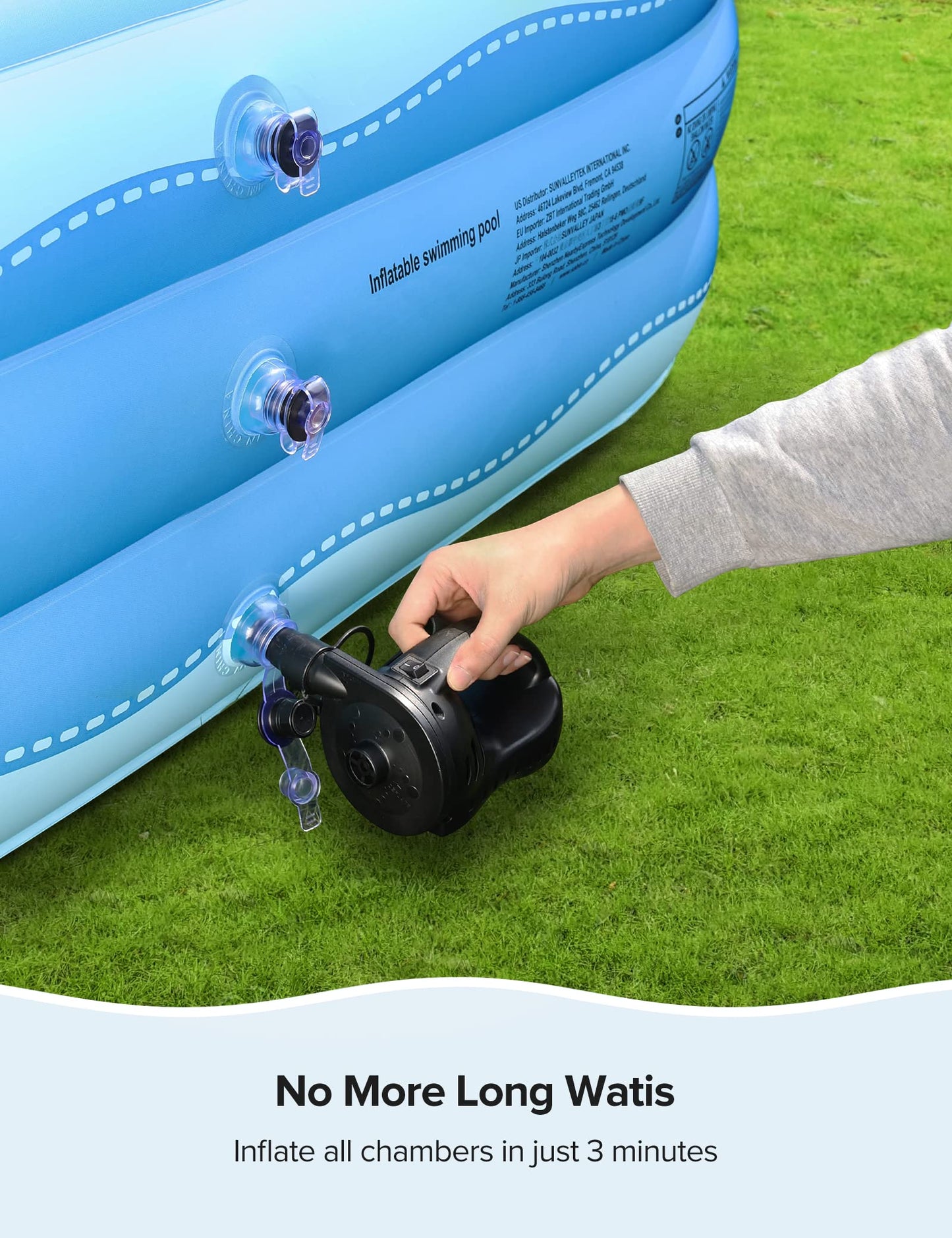 Inflatable Swimming Pool, Full-Sized Above Ground Pool, Ages 3+, 118" x 72.5" x 20"