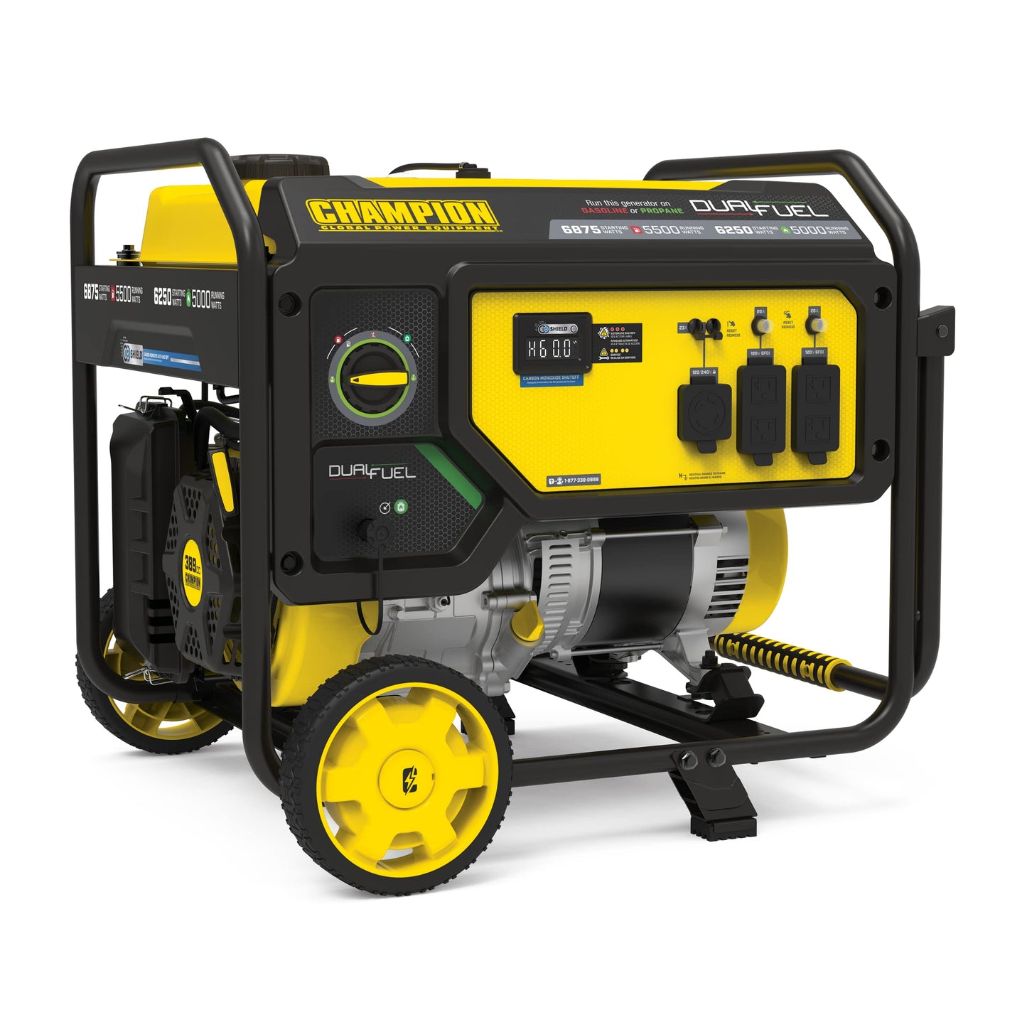 Champion Power Equipment 201085 6875/5500-Watt Dual Fuel Portable Generator, CO Shield 5500-Watt + Dual Fuel + Manual Start + CO Shield