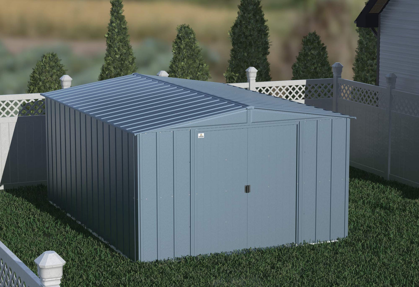 Arrow Shed Classic 10' x 14' Outdoor Padlockable Steel Storage Shed Building Blue Grey 10' x 14'