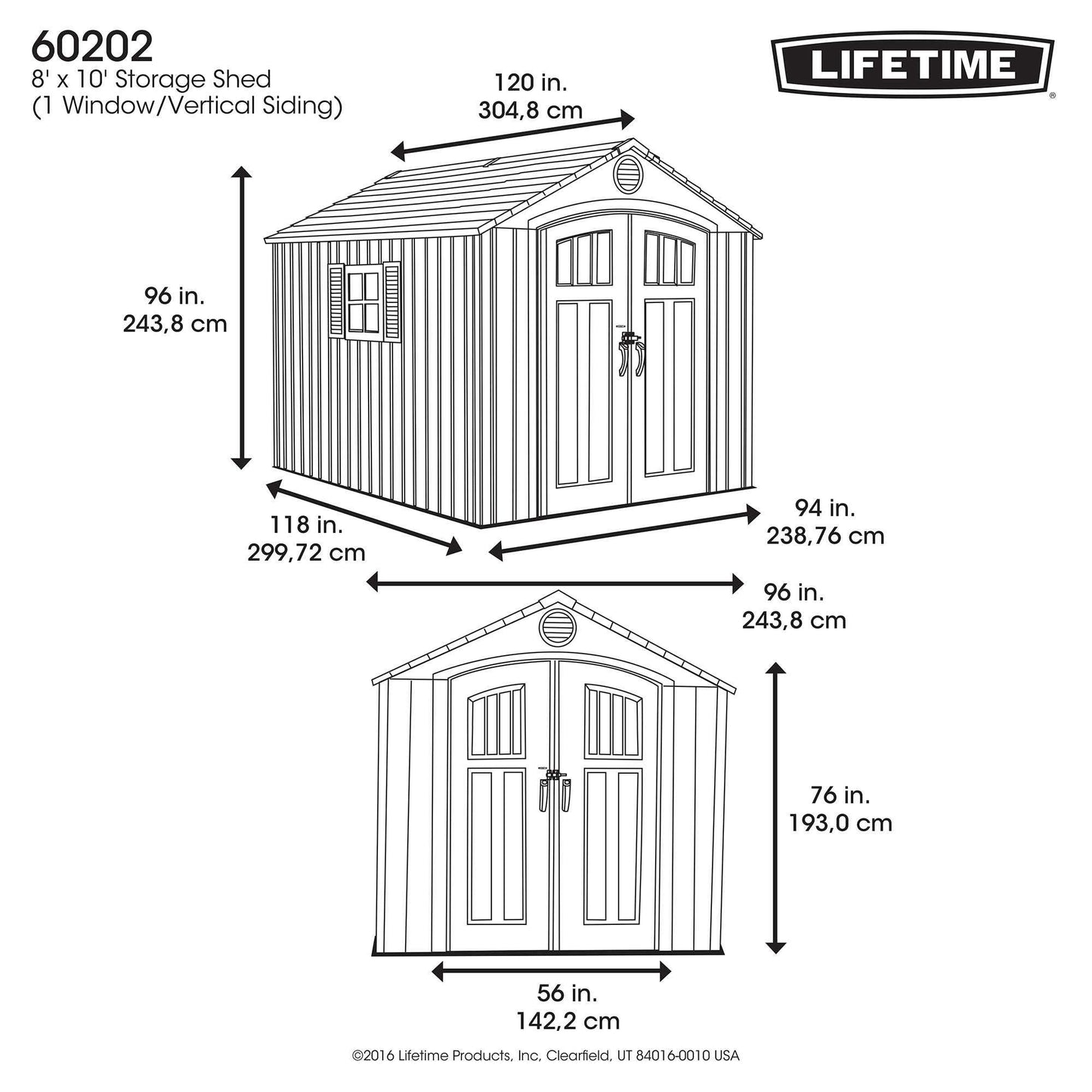 Lifetime 60202 8 x 10 Ft. Outdoor Storage Shed, Gray