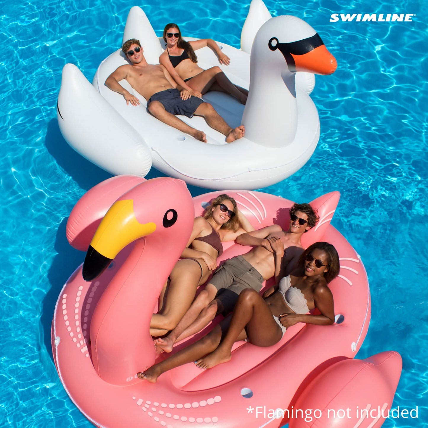 SWIMLINE Original Giant Ride On Inflatable Pool Float Lounge Series | Floaties W/Stable Legs Wings Large Rideable Blow Up Summer Beach Swimming Party Big Raft Tube Decoration Tan Toys for Kids Adults Swan XL