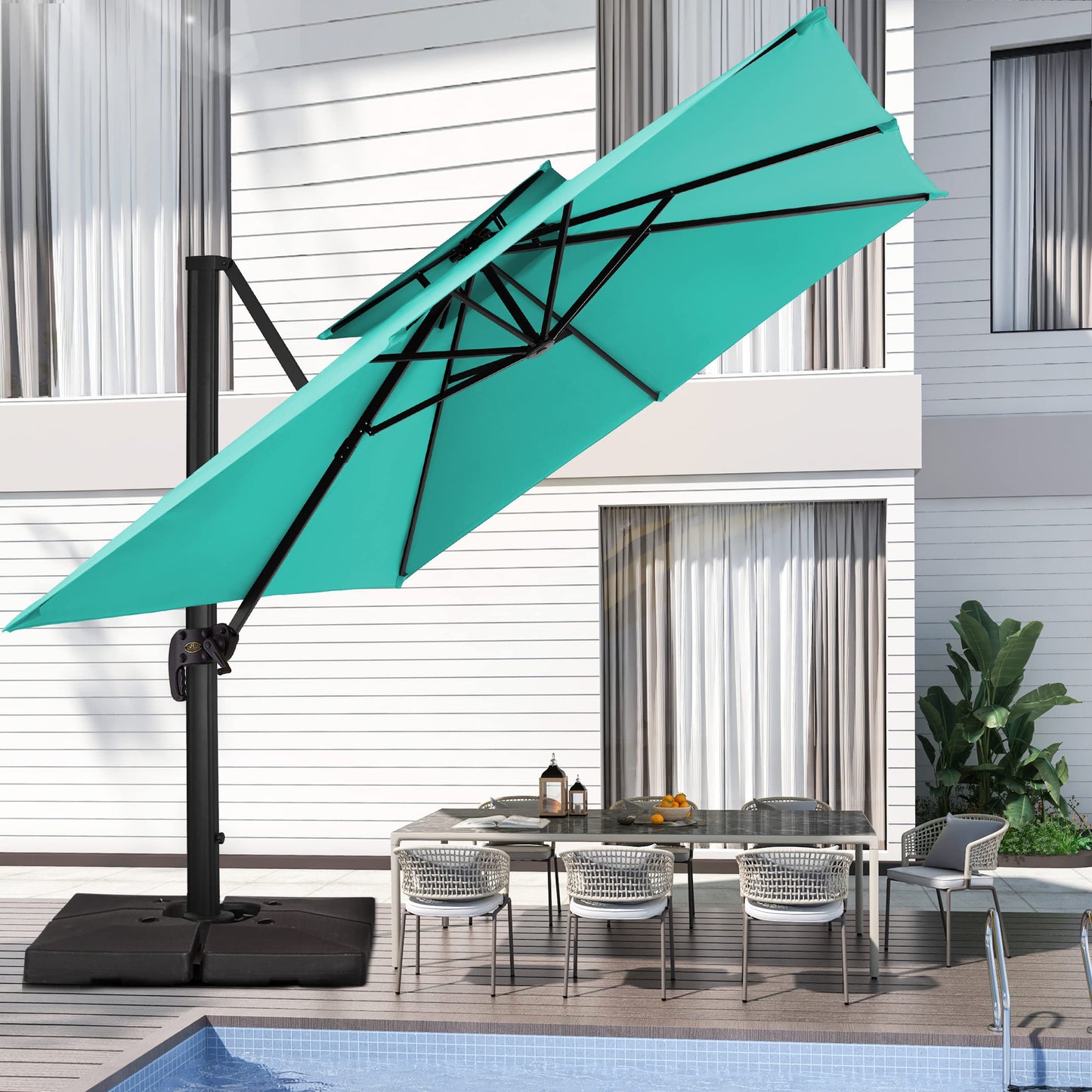 Square Cantilever Patio Umbrella 9FT SKY BLUE