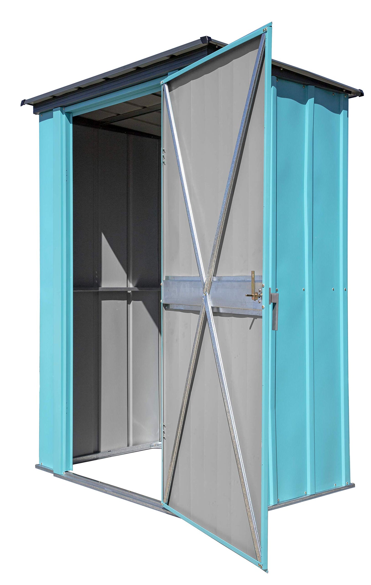Spacemaker Kit d'extérieur compact en métal pour cour, terrasse et abri de jardin 4' x 3', bleu sarcelle et anthracite