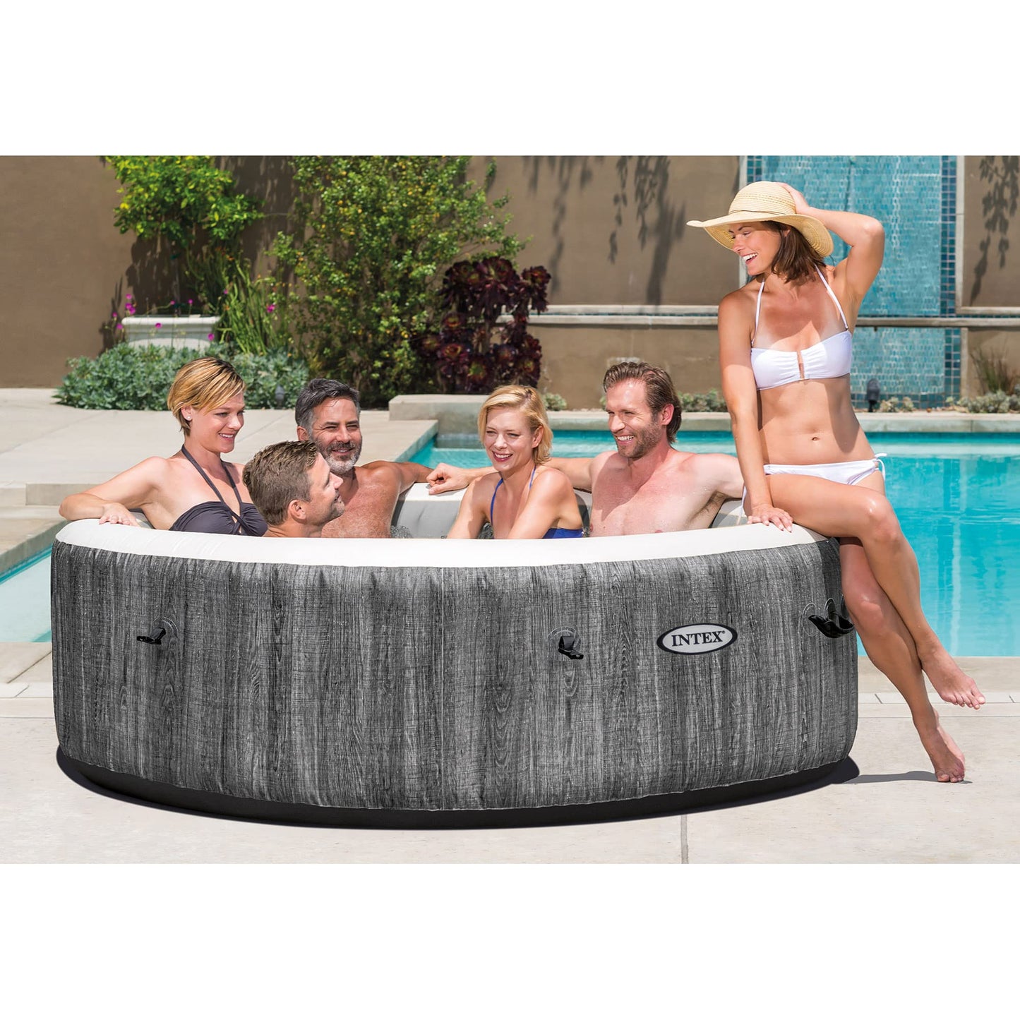 PureSpa™ Greywood Deluxe Inflatable Hot Tub Set - 6 Person