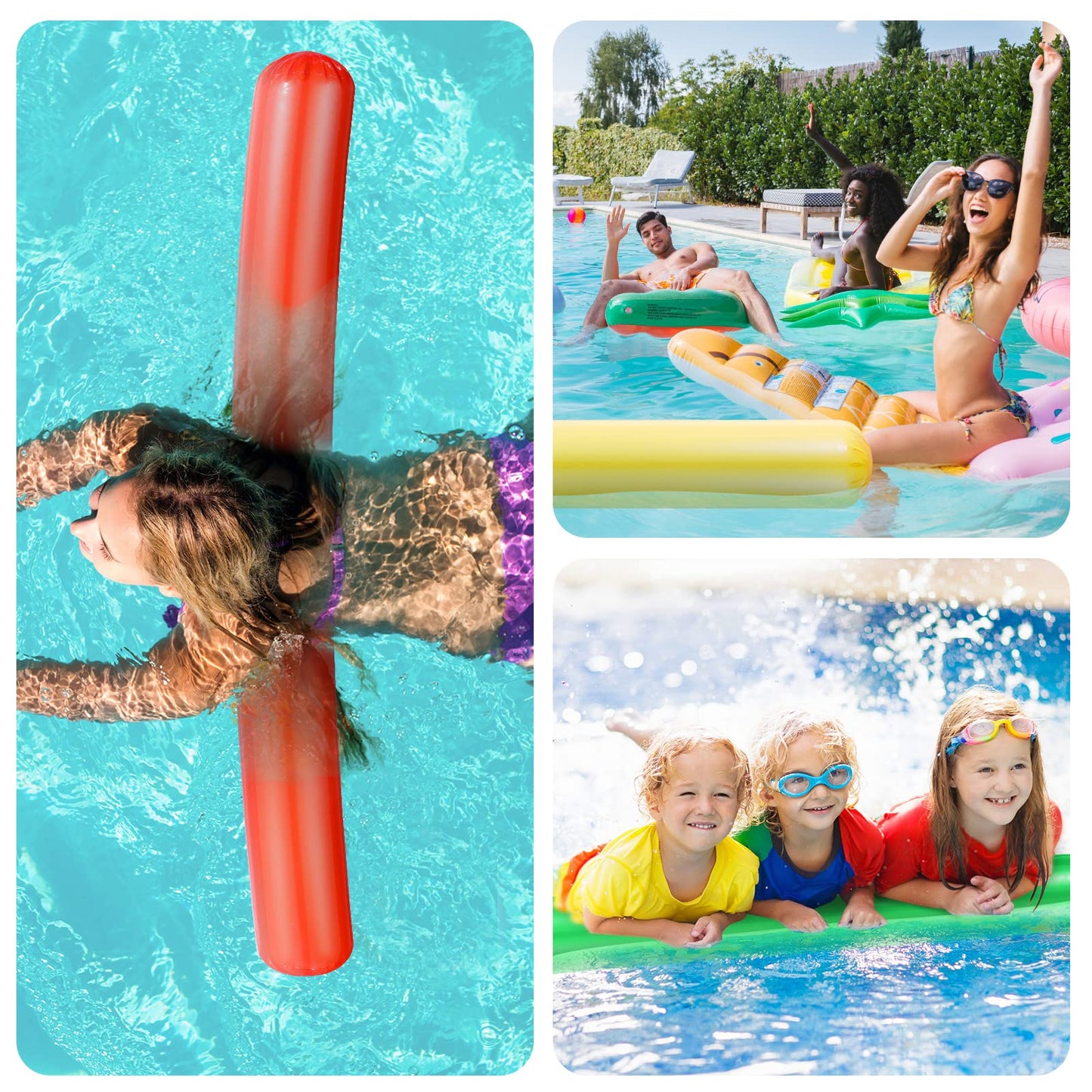 Pool Inflatable Sticks 41.3 Inch Pool Noodles PVC Swimming Noodles Colorful Inflatable Pool Noodle Adults Float Water Noodles Outdoor Water Games Toy for Beaches Swimming Pool Party Decor 15