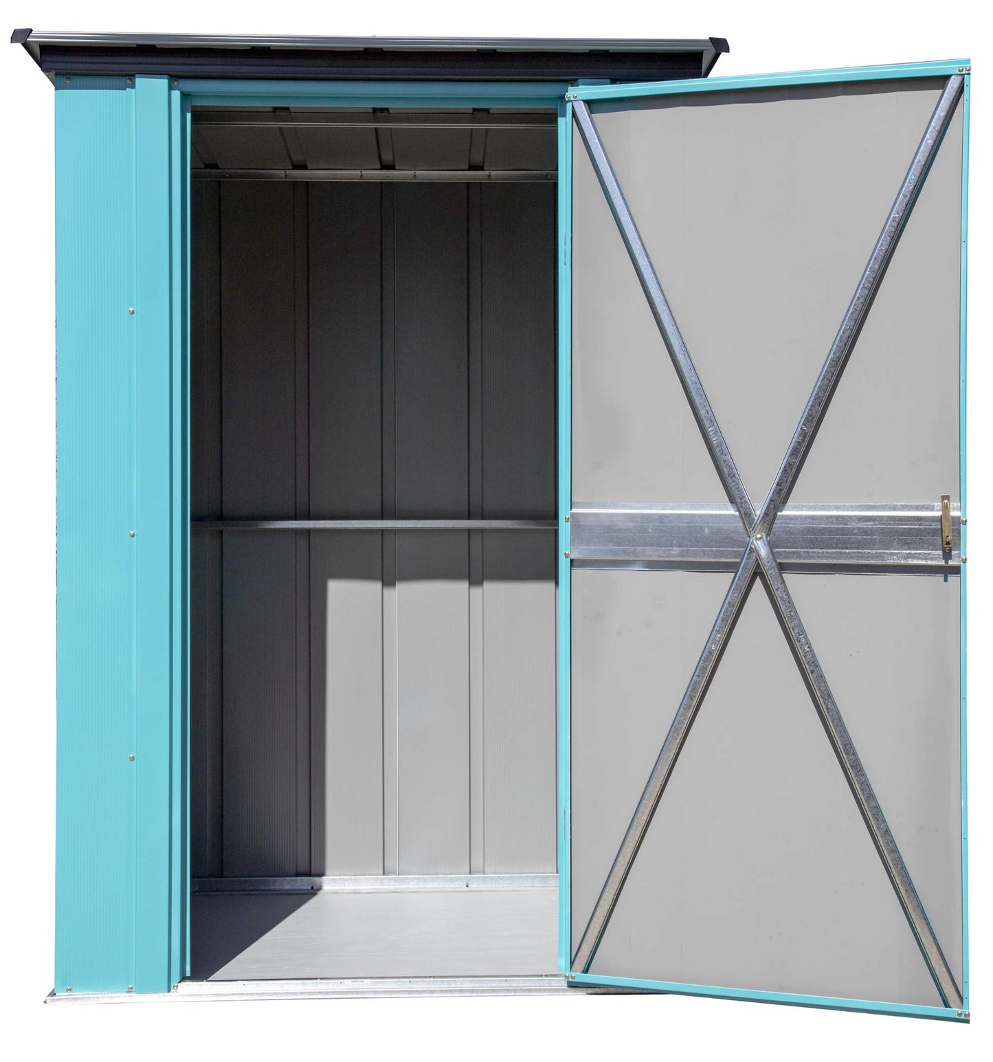 Spacemaker Kit d'extérieur compact en métal pour cour, terrasse et abri de jardin 4' x 3', bleu sarcelle et anthracite