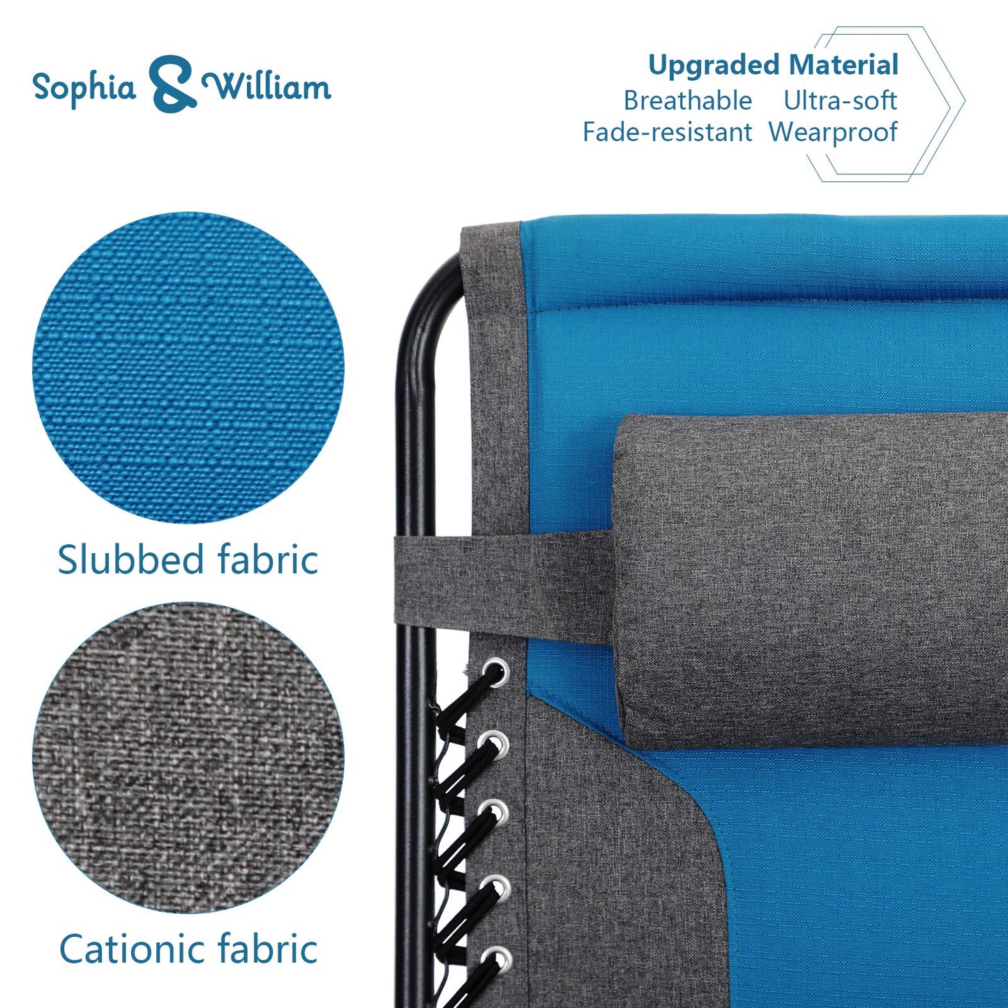 Sophia & William Padded Zero Gravity Chair Oversize Lounge Chair with Free Cup Holder, Supports 350 LBS (Cobalt Blue) 1 Pack Cobalt Blue