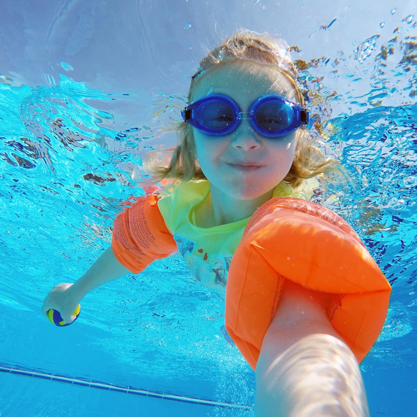 Arm Swim Floaties for Kids 5-7 - Inflatable Kids Arm Floaties for Pool - Wing Arm Band Swimmies - Perfect for Learning How to Swim for Kid and Adult (Yellow) Orange