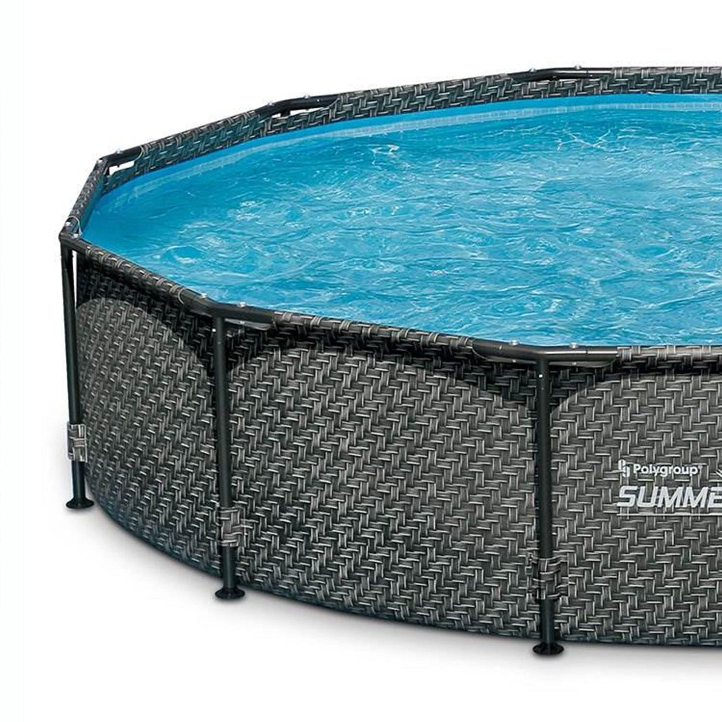Summer Waves P20012331 Ensemble de piscine hors sol à cadre rond actif 12 pi x 33 po avec pompe filtrante pour écumoire et cartouche filtrante, osier gris