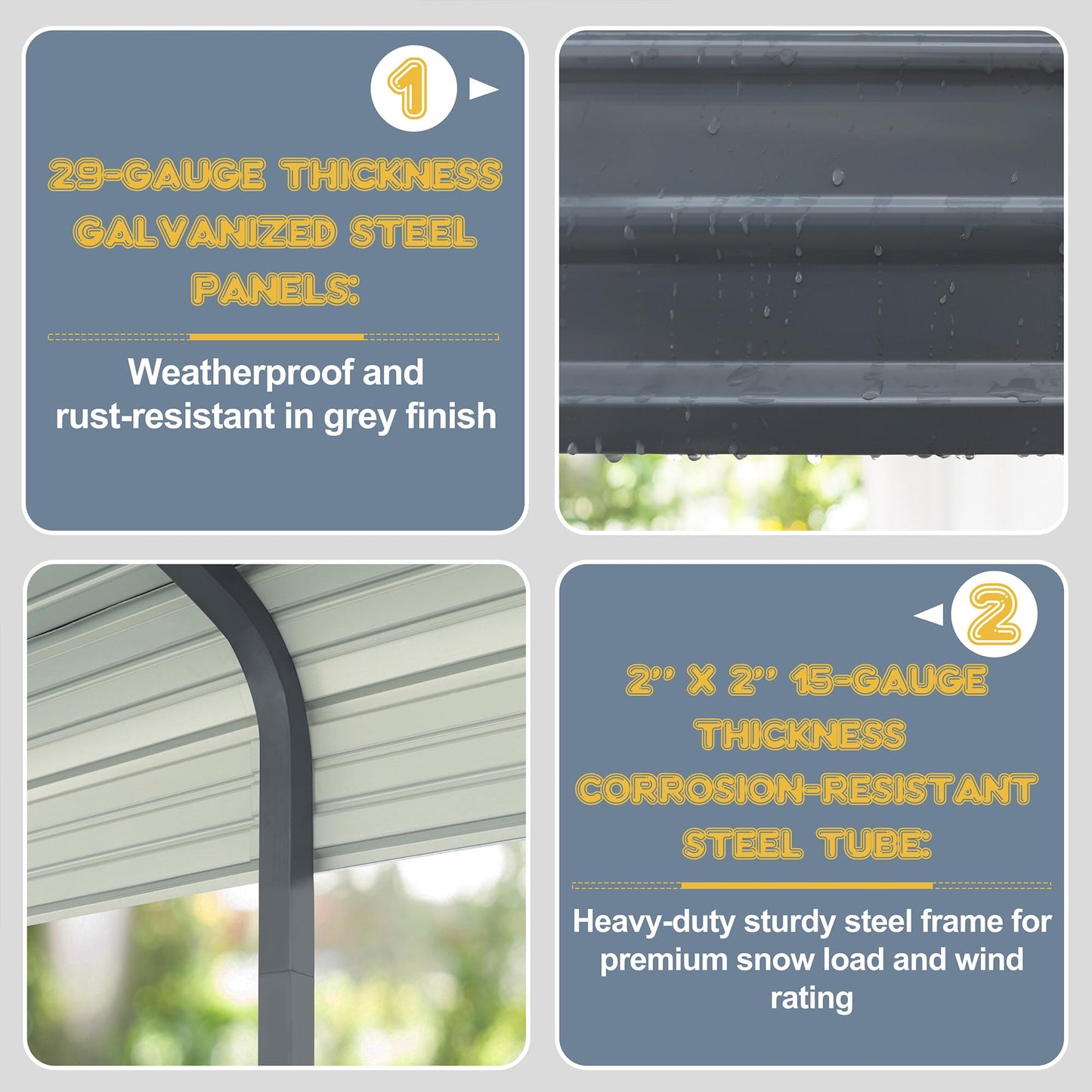 MUPATER 12 x 20 FT Metal Carport Kit, Outdoor Heavy Duty Garage Car Shelter Shade with Metal Roof, Frame and Bolts for Car, and Boats, Grey
