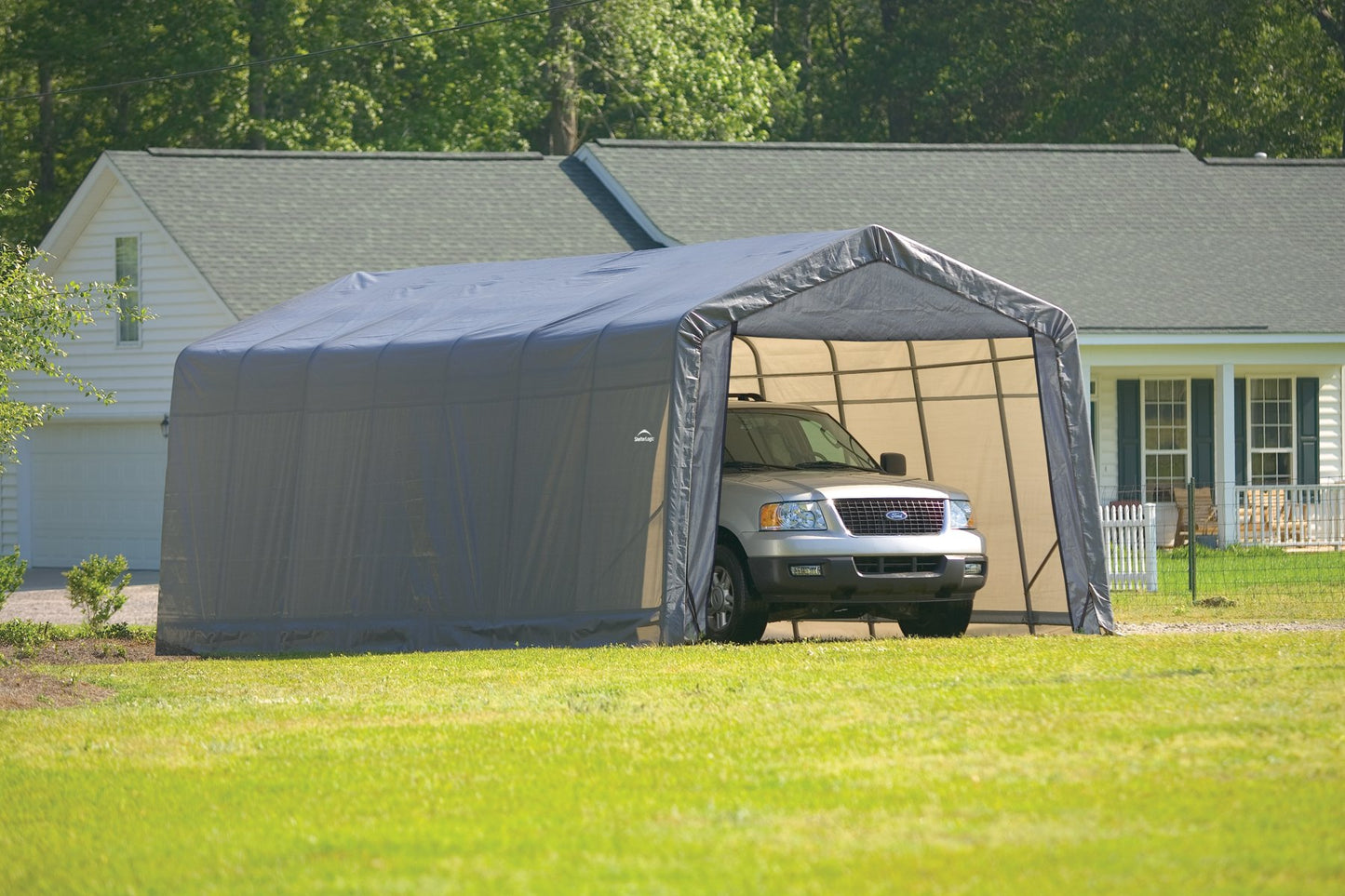 ShelterLogic 90243 Grey 12'x28'x10' Peak Style Shelter 12'x28'x10' Gray
