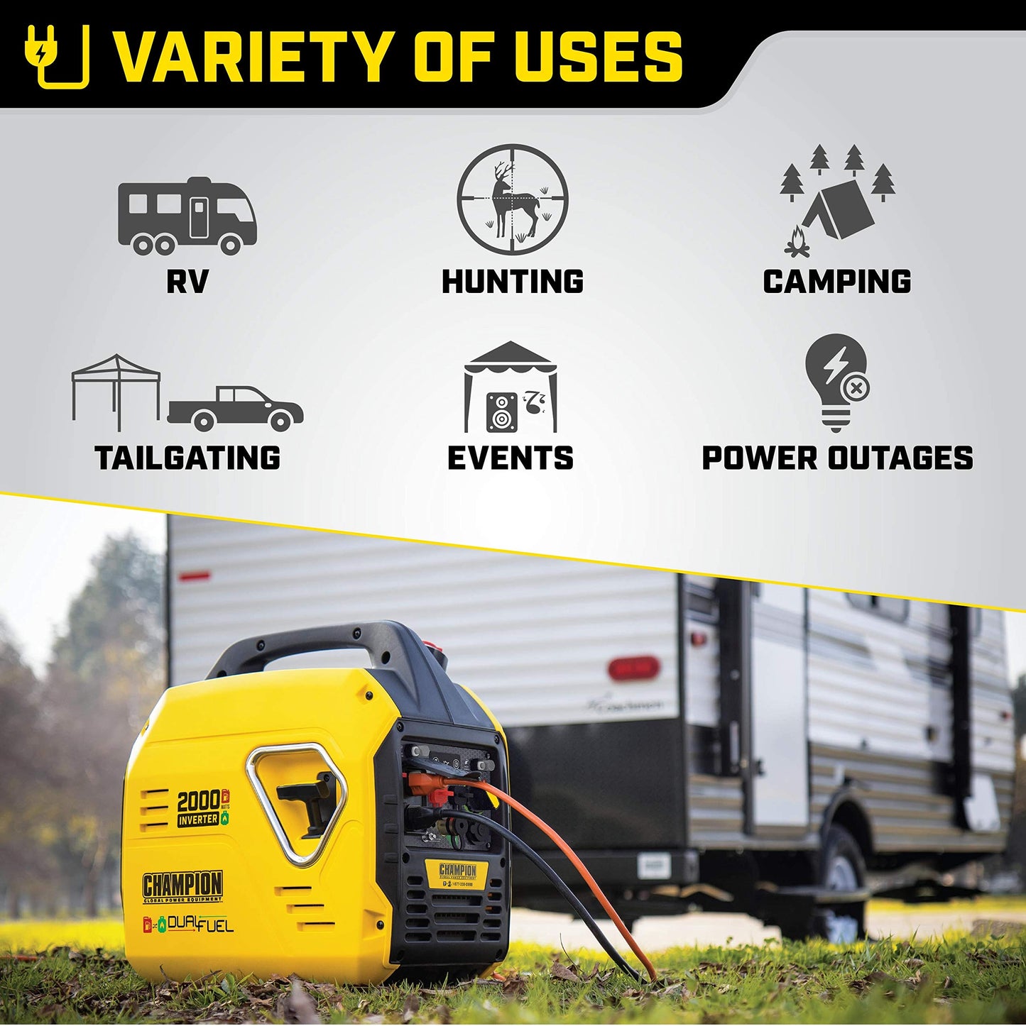 Champion Power Equipment 100900 2000-Watt Dual Fuel Inverter Generator, Ultralight 2000-Watt + Dual Fuel + EZ Start Manual