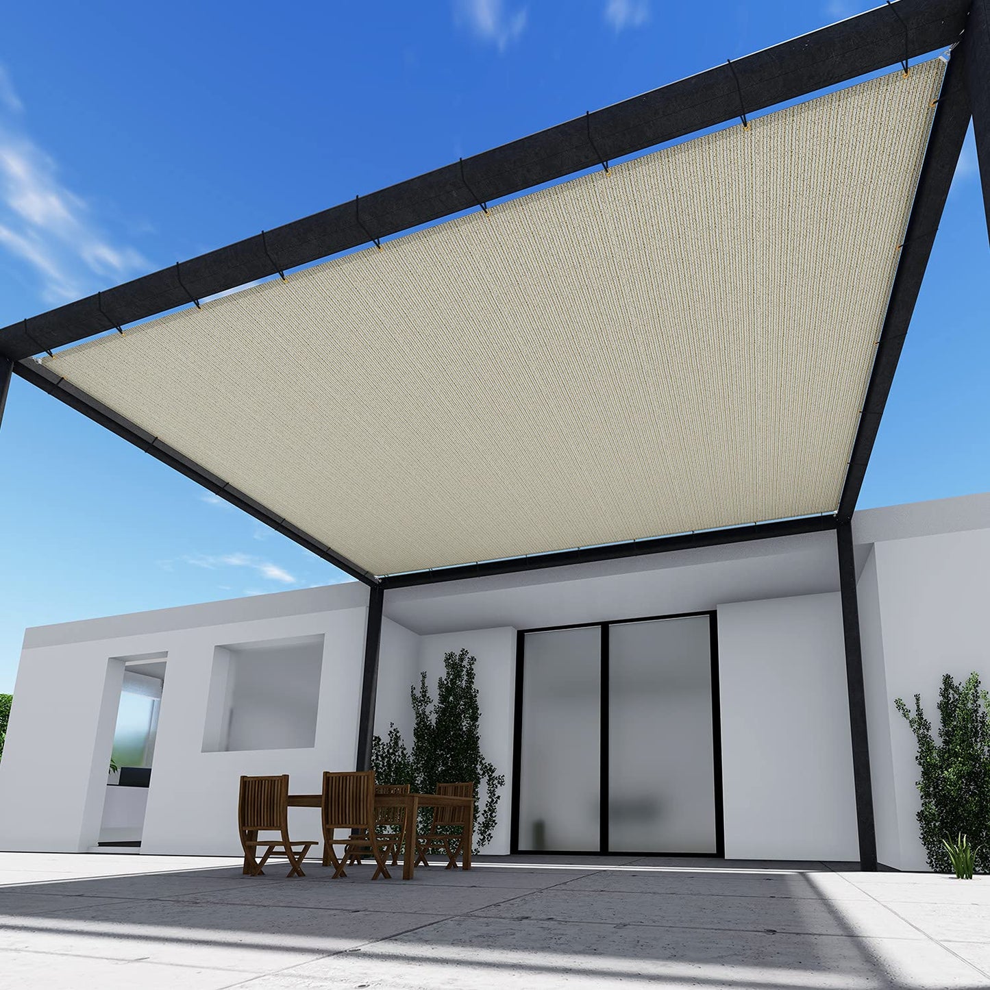 TANG Sunshades Depot 19'x31' Beige Patio Rectangle Heavy Duty Shade UV Blocker Shelter Pergola Carport Driveway Cover Backyard Deck Custom 19' x 31'