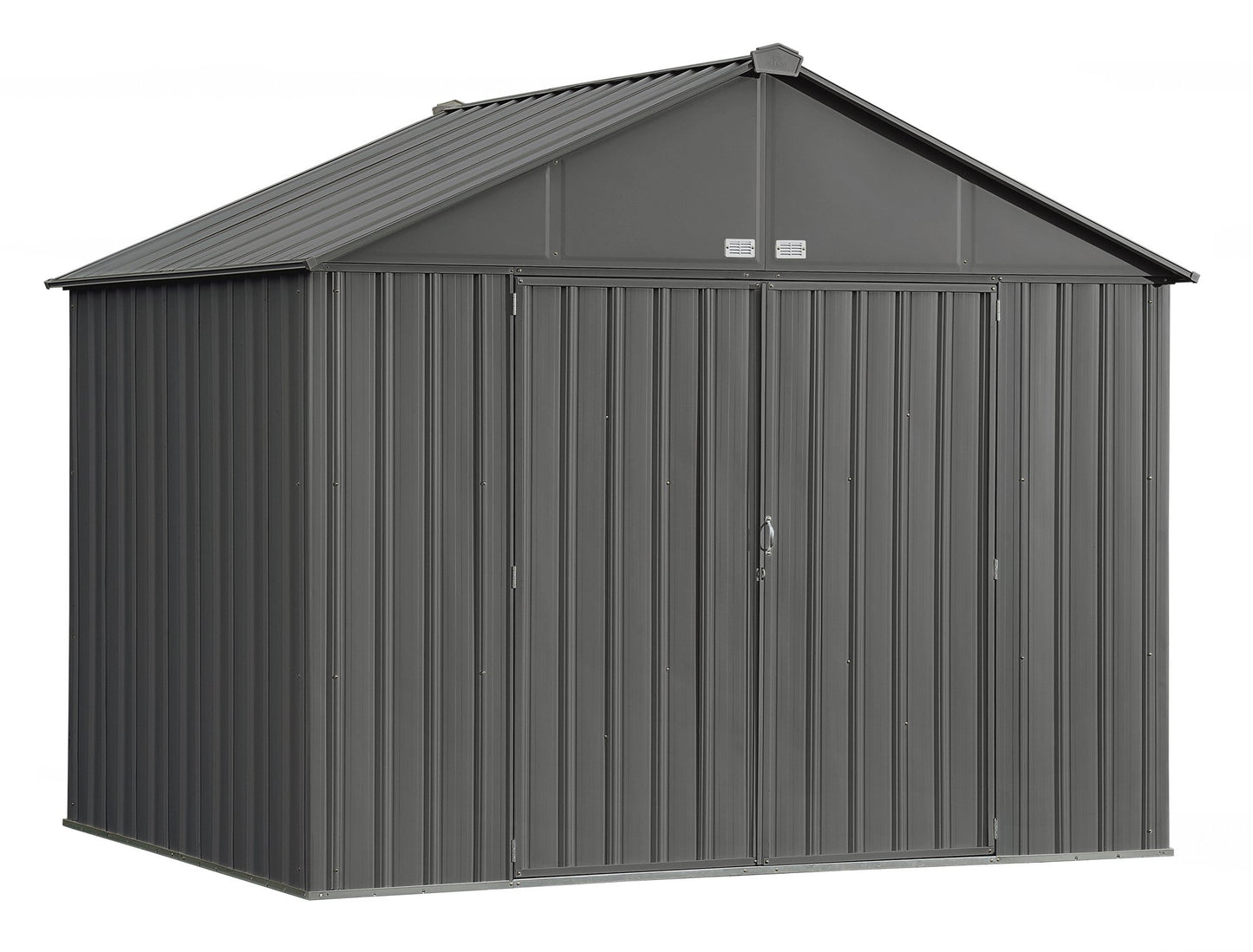Arrow Hangar de rangement en acier à pignon très haut, 10 pi x 8 pi, EZEE Shed, charbon de bois