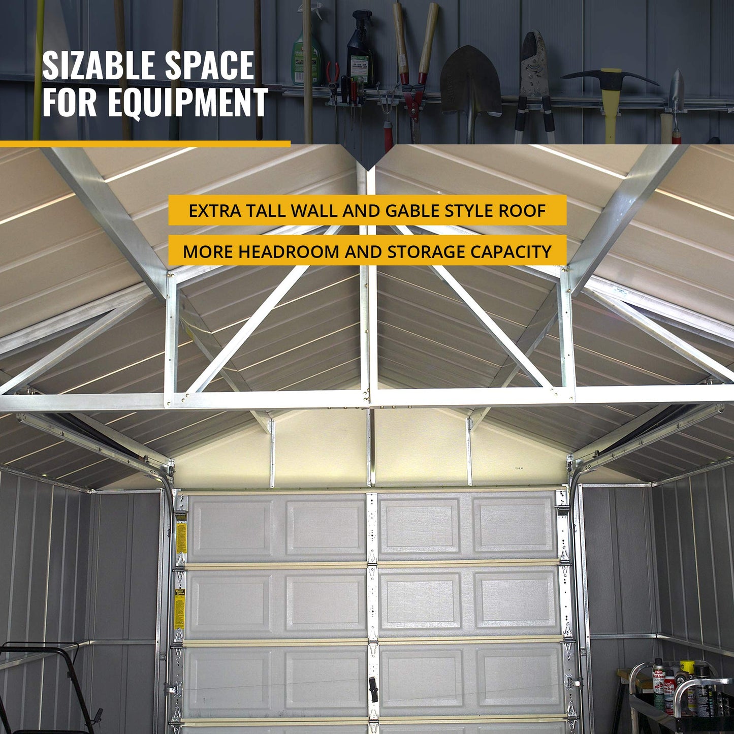 Arrow Shed 12' x 24' Garage Murryhill Murs extra hauts en acier galvanisé Bâtiment de stockage préfabriqué, 12' x 24', Gris flûte 12' x 24'