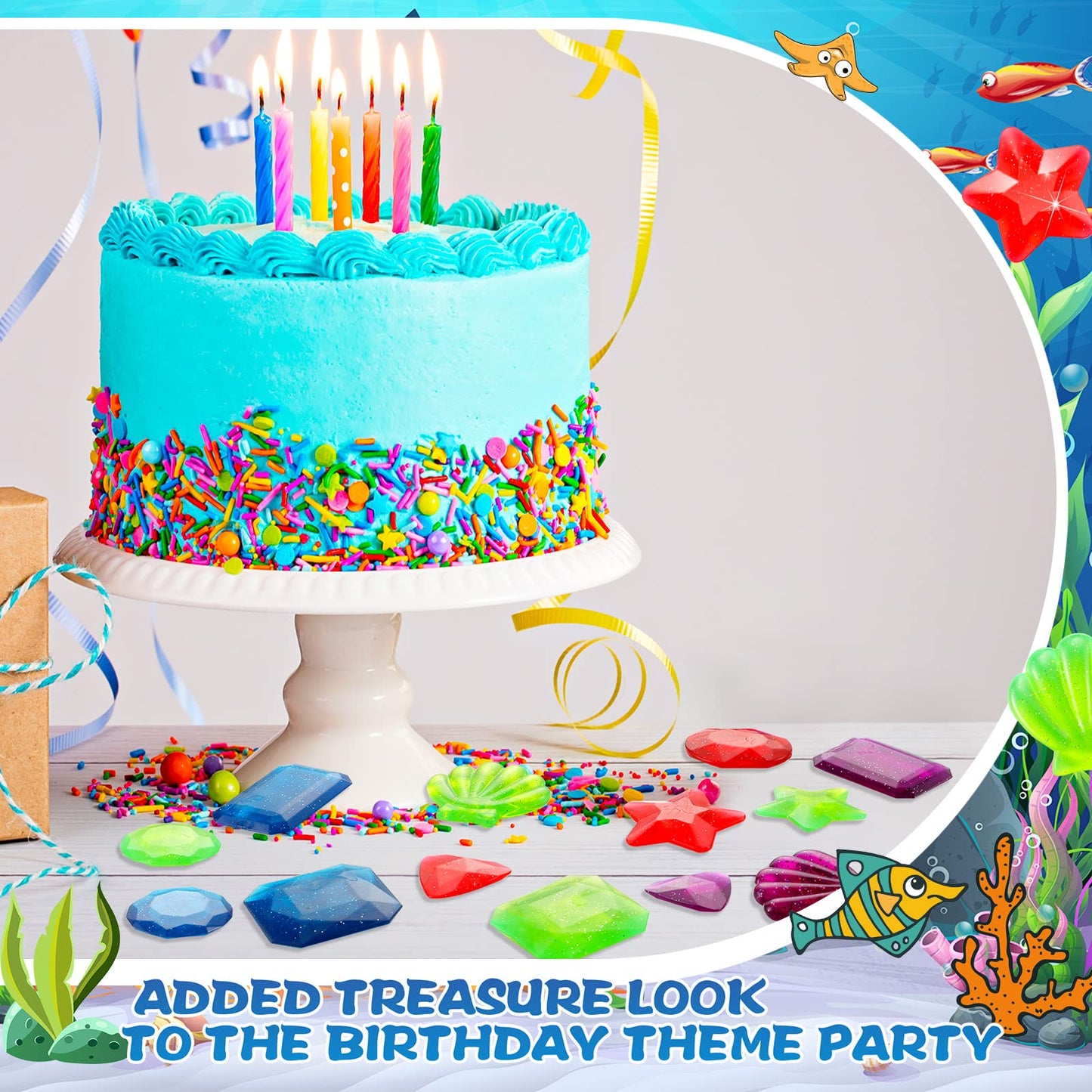 Chalyna 16 Pieces Diving Gems Pool Toys Large Acrylic Gems Big Diamond Gems Pirate Treasure Chest Summer Underwater Swimming Toys for Birthday Swimming Pool Party Favors (Vivid Style) Vivid Style