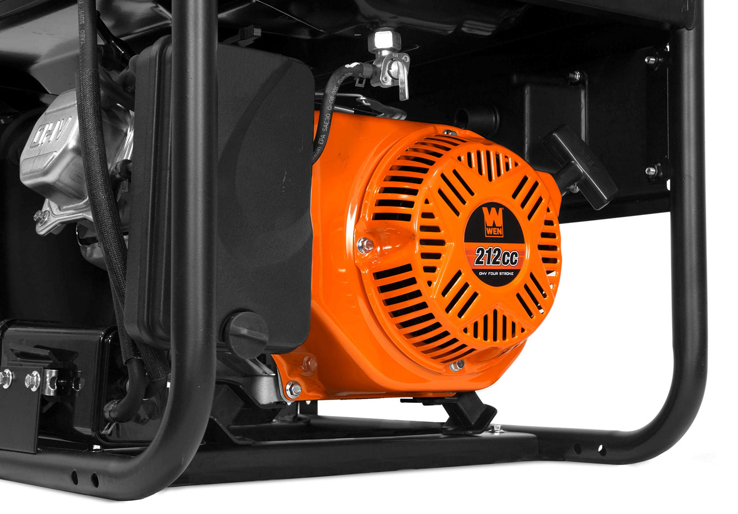 WEN GN4500 4500-Watt 212cc Transfer Switch and RV-Ready Portable Generator, CARB Compliant, Orange/Black 4500W + Single Fuel + Recoil Start