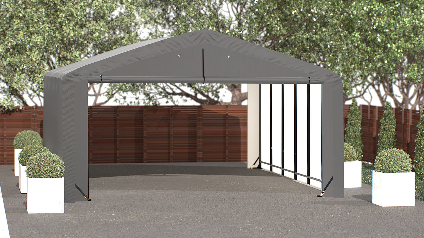 ShelterLogic ShelterTube Garage & Storage Shelter, 20' x 27' x 10' Heavy-Duty Steel Frame Wind and Snow-Load Rated Enclosure, Gray 20' x 27' x 10'