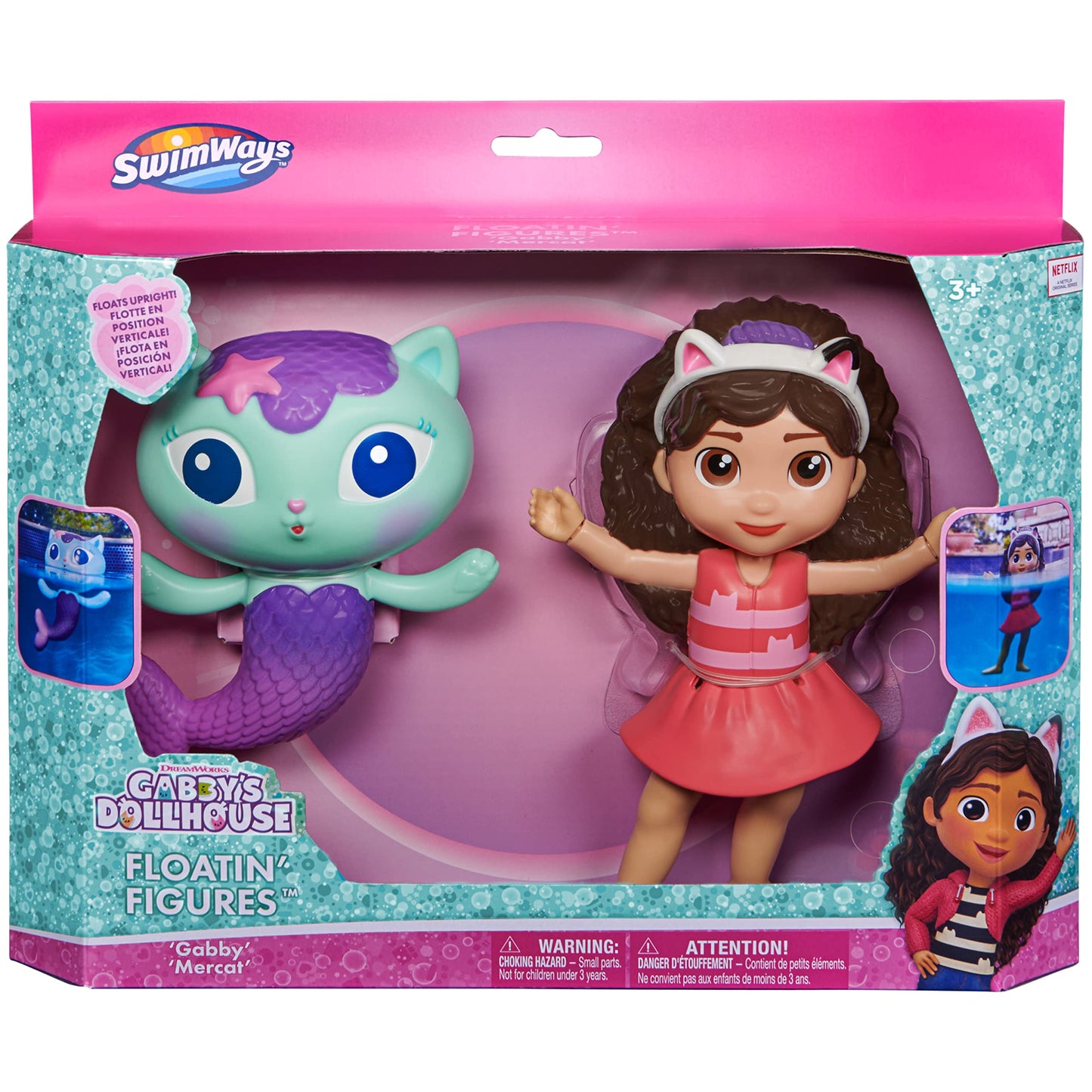 Swimways Gabby’s Dollhouse Floatin' Figures, Swimming Pool Accessories & Kids Pool Toys, Party Supplies & Water Toys for Kids Aged 3 & Up, Gabby & Mercat 2-Pack 2pk Floating Figures