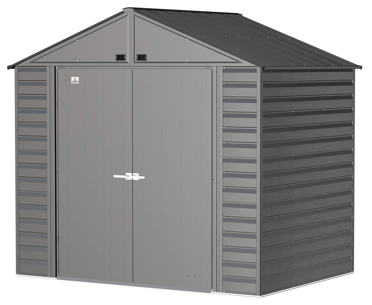 Arrow Shed Select Hangar de rangement extérieur verrouillable en acier, 8' x 6', charbon de bois