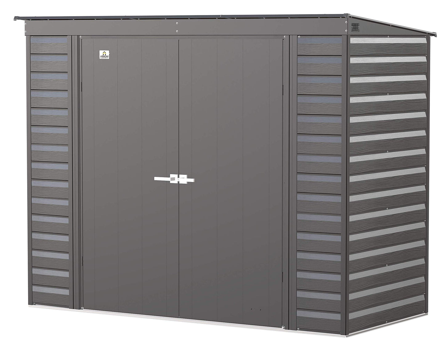 Arrow Shed Select 8' x 4' Outdoor Lockable Steel Storage Shed Building, Charcoal
