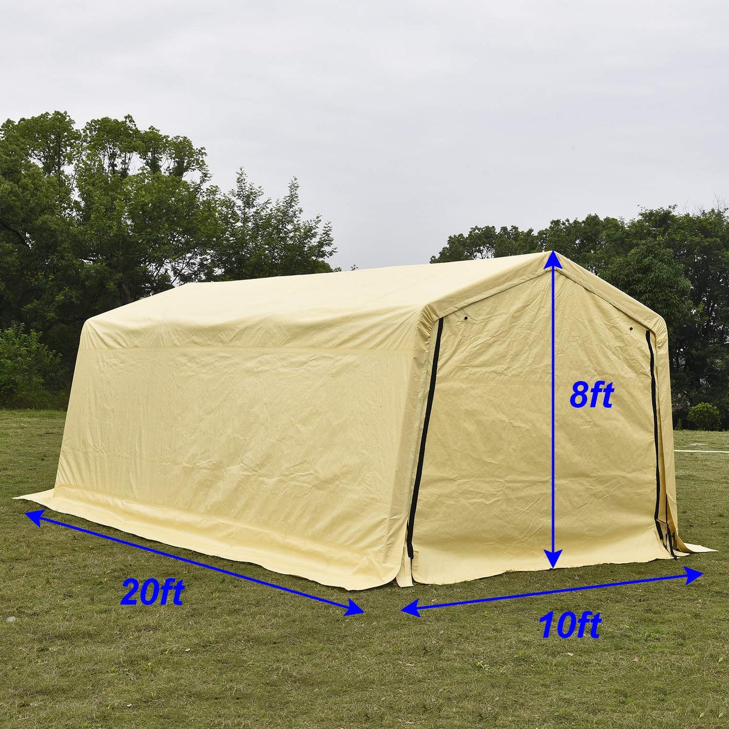 Wonline Carport Auto Shelter 10x20x8ft Portable Outdoor Car Garage Storage Shed Canopy for Cars Sand Beige square