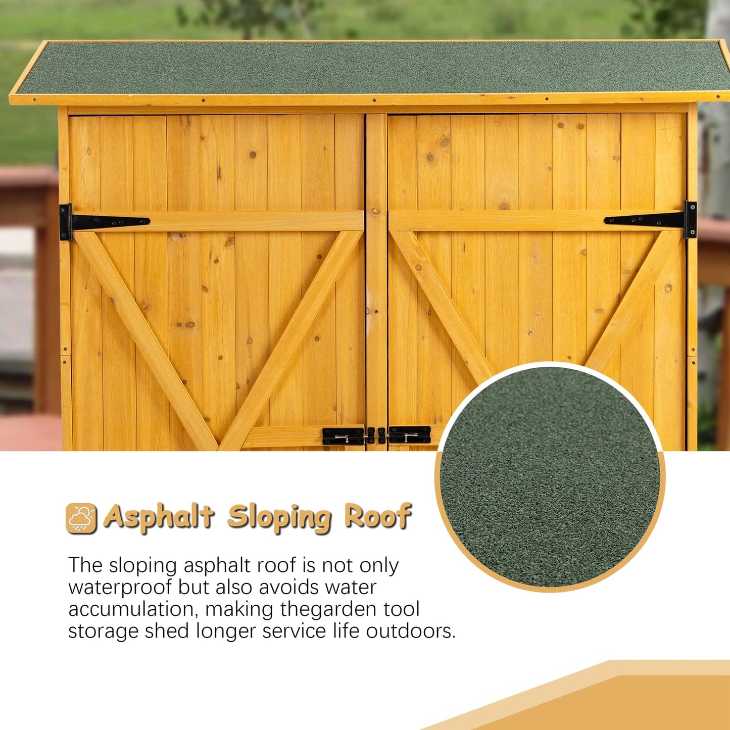 Abri de rangement en bois avec sol, armoire de rangement extérieure étanche avec 3 étagères amovibles et porte verrouillable, abri de jardin avec crochet, abri vertical extérieur avec 2 portes doubles (gris) 56 x 19,5 x 64 gris avec 3 étagères et crochet