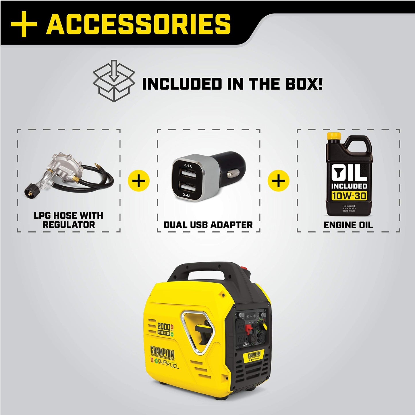 Champion Power Equipment 100900 2000-Watt Dual Fuel Inverter Generator, Ultralight 2000-Watt + Dual Fuel + EZ Start Manual