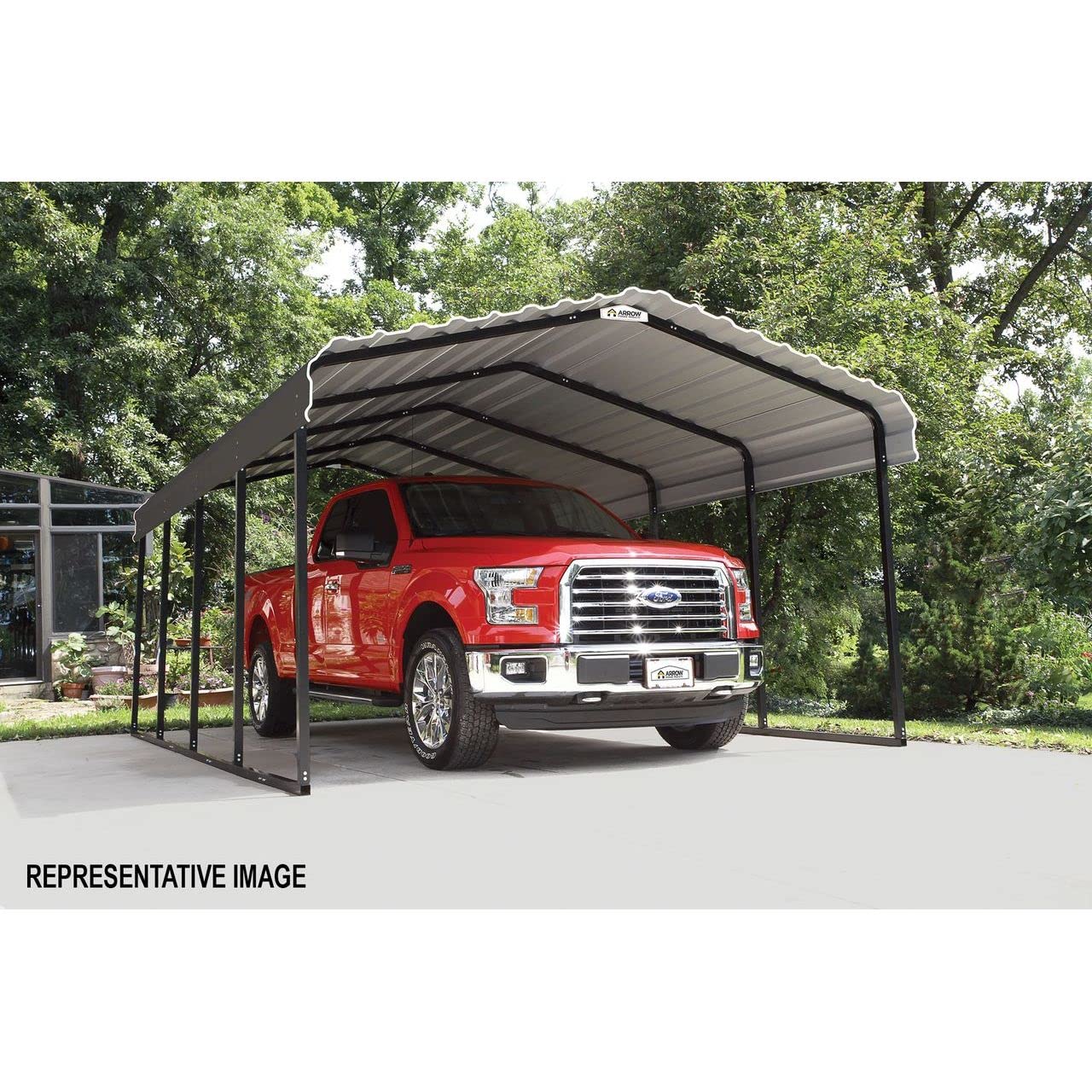Steel Carport 12 ft. x 29 ft. x 7 ft. Galvanized Black/Charcoal