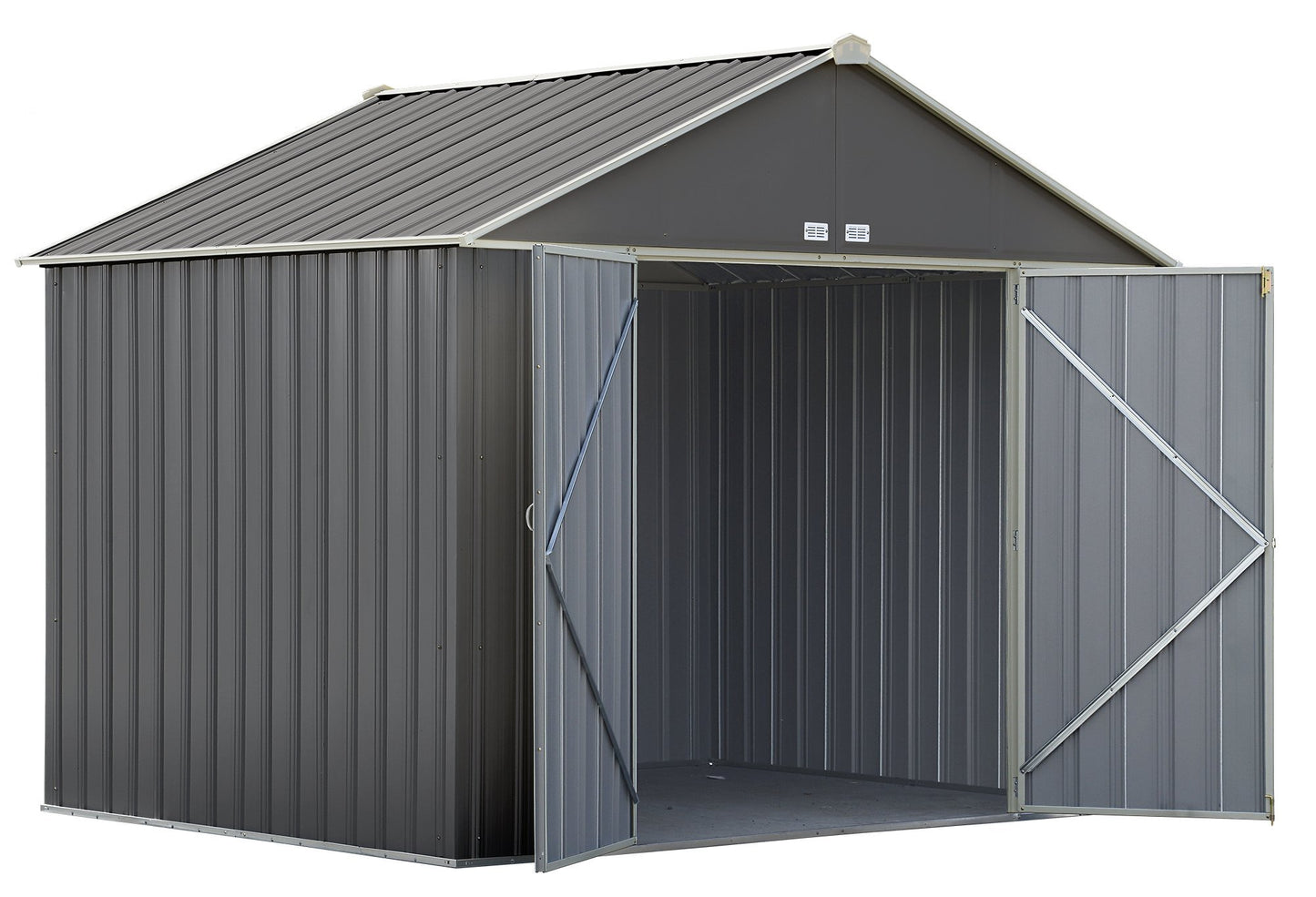 Arrow 10' x 8' EZEE Shed Charcoal with Cream Trim Extra High Gable Steel Storage Shed Charcoal/Cream Trim