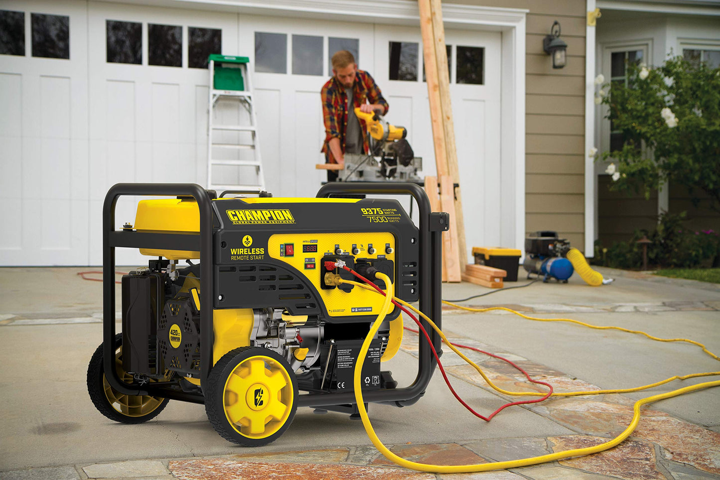 Champion Power Equipment 201004 9375/7500-Watt Portable Generator, Wireless Remote Start 7500-Watt + Wireless Start + Wheel Kit