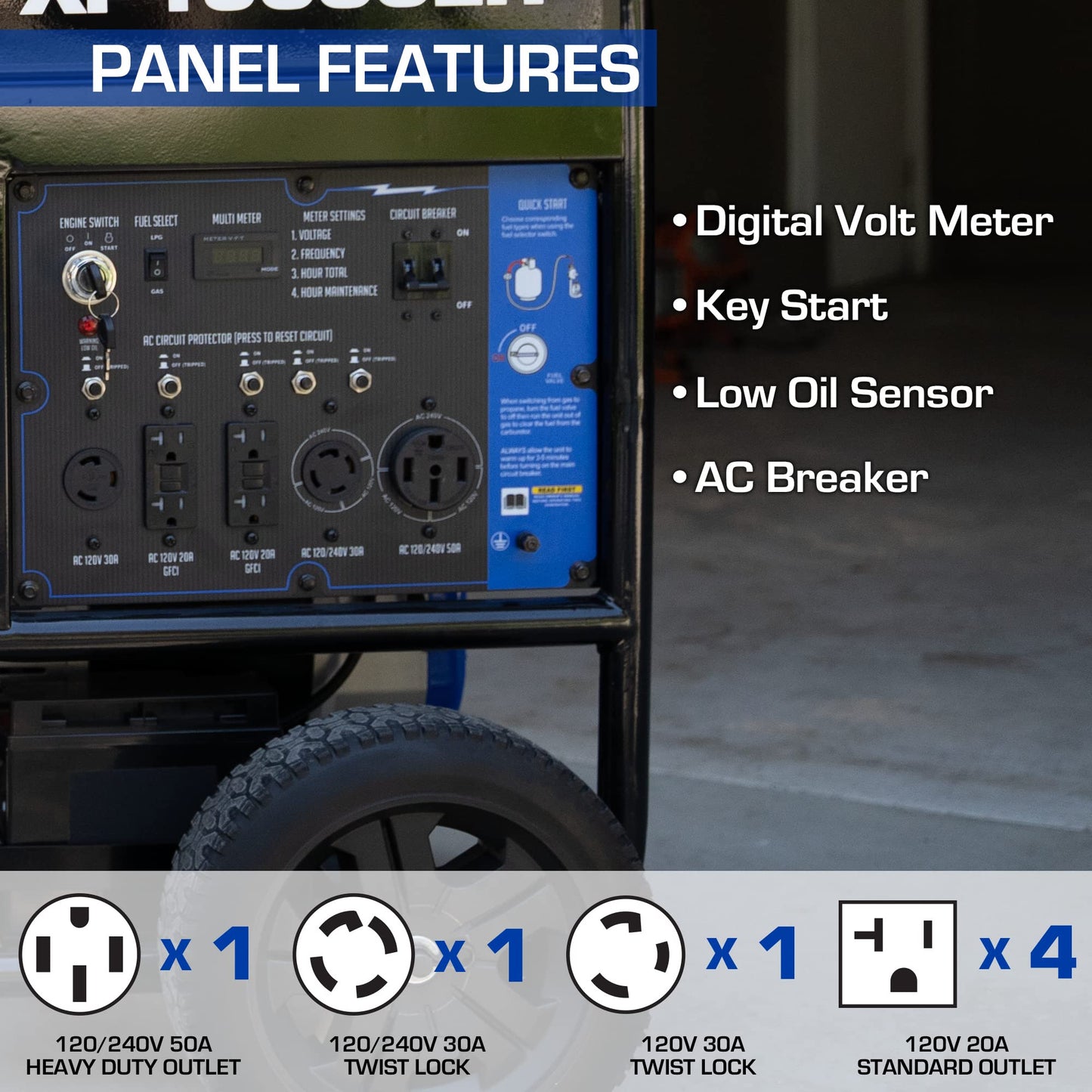 DuroMax XP15000EH Dual Fuel Portable Generator-15000 Watt Gas or Propane Powered Electric Start-Home Back Up