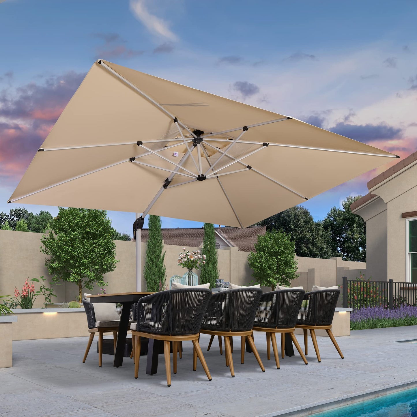 Patio Umbrella Outdoor Rectangle 10' X 13' Beige