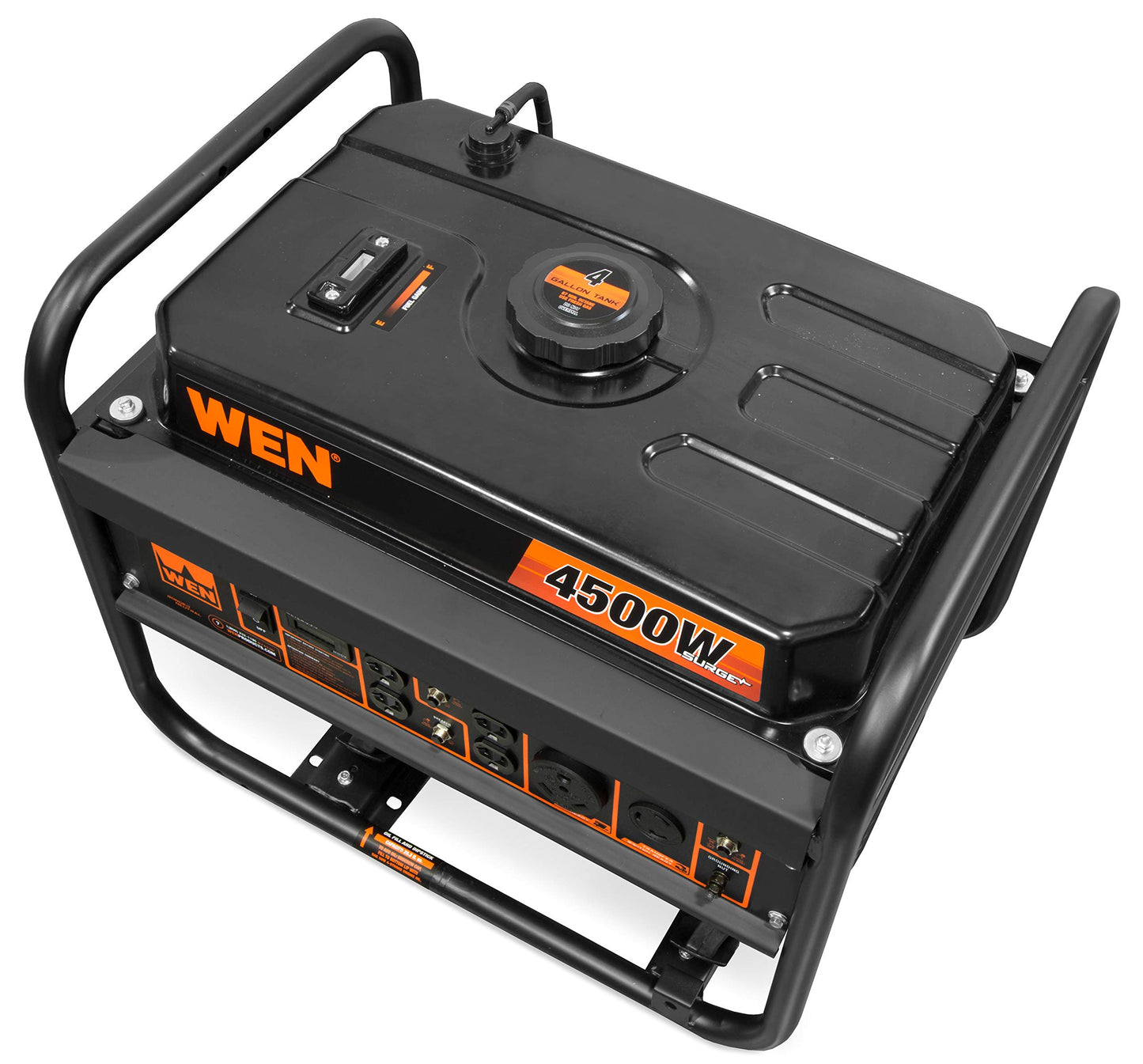 WEN GN4500 4500-Watt 212cc Transfer Switch and RV-Ready Portable Generator, CARB Compliant, Orange/Black 4500W + Single Fuel + Recoil Start