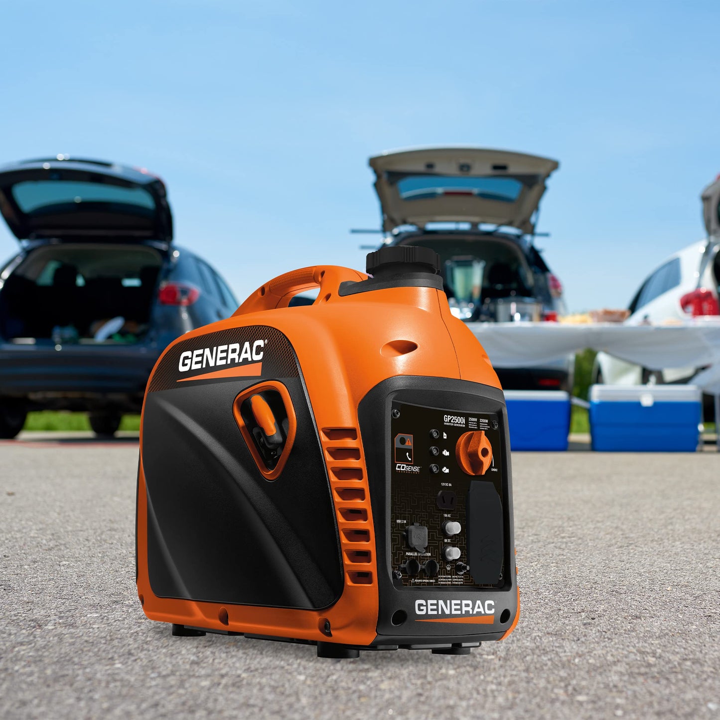 Generac 8251 GP2500i 2500-Watt Portable Generator, Orange/Black Generator + Plug