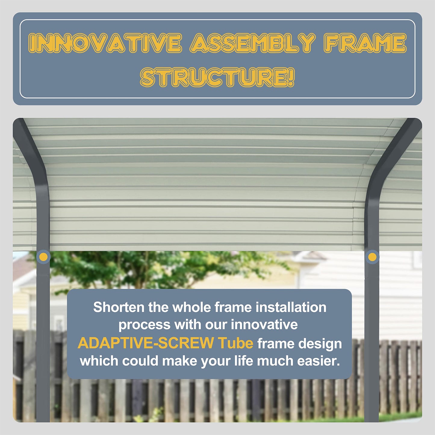 12 x 20 FT Metal Carport Kit, Outdoor Heavy Duty Garage Car Shelter Shade with Metal Roof, Frame and Bolts for Car, and Boat, Grey