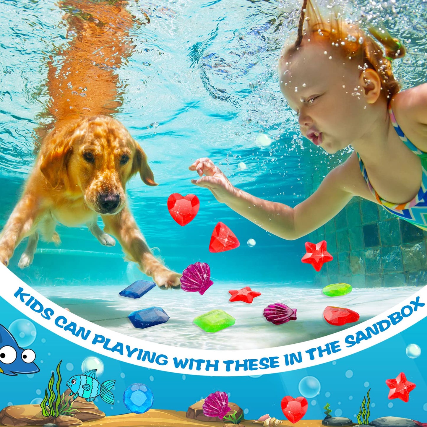 Chalyna 16 Pieces Diving Gems Pool Toys Large Acrylic Gems Big Diamond Gems Pirate Treasure Chest Summer Underwater Swimming Toys for Birthday Swimming Pool Party Favors (Vivid Style) Vivid Style