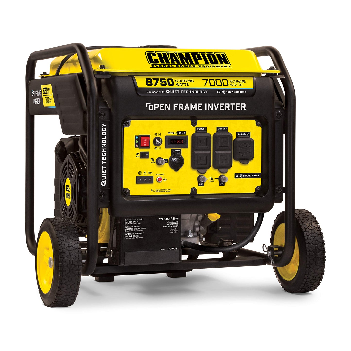 Champion Power Equipment 100520 8750-Watt DH Series Open Frame Inverter, Electric Start 8750-Watt + Gas + Electric Start