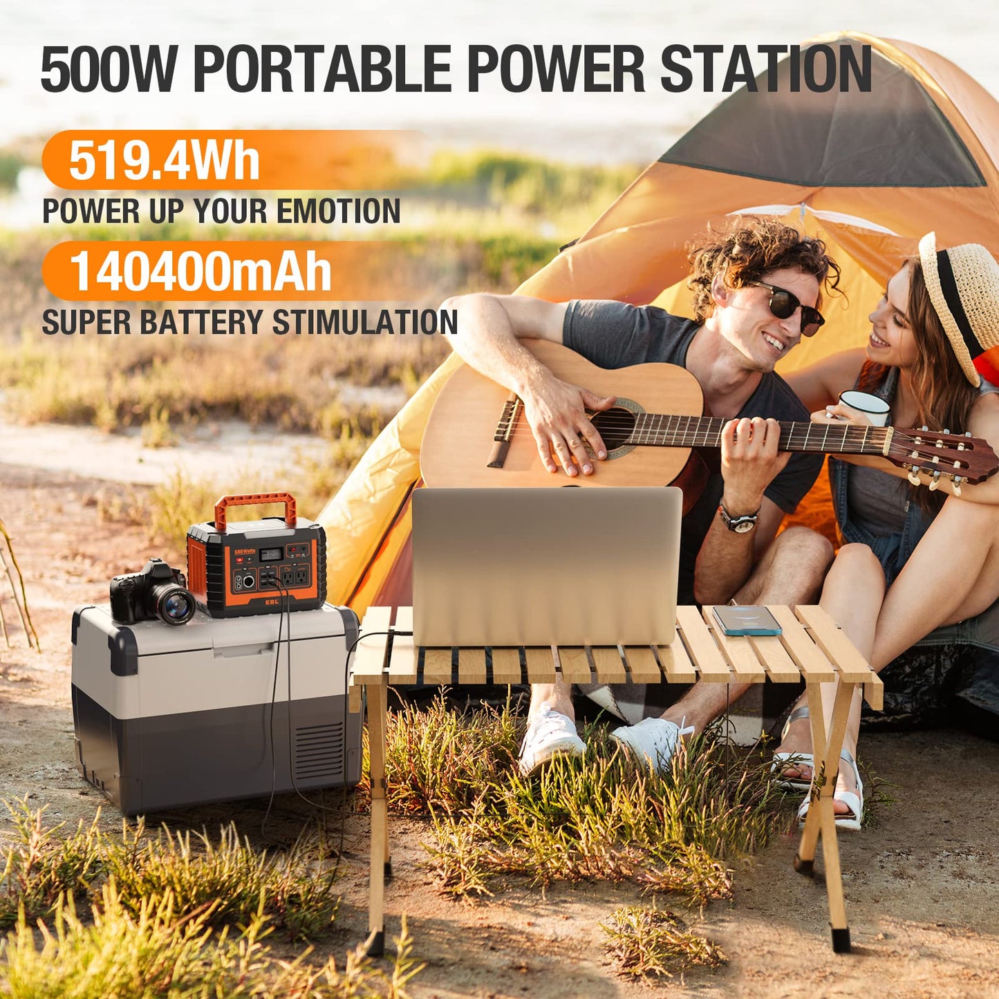 EBL 500W Solar Generator, Portable Power Station 500 (Surge 1000W), 519.4Wh Backup Lithium Battery for Outdoor Home Emergency