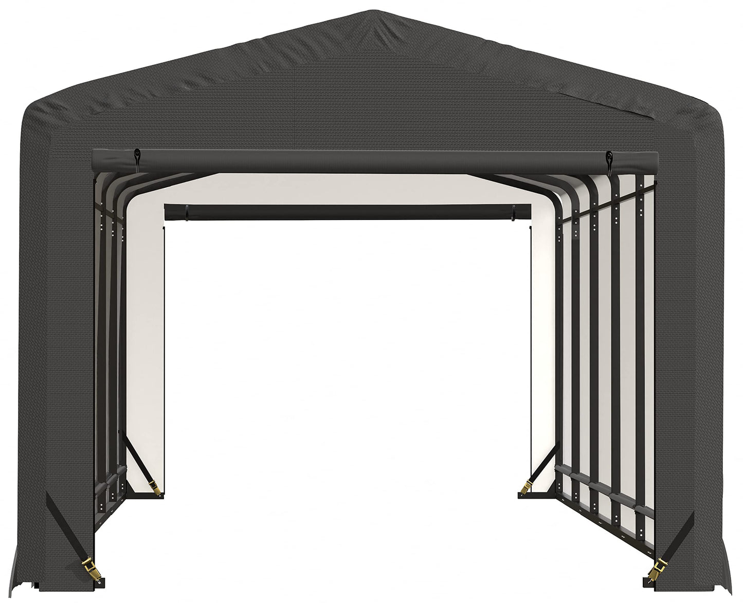 ShelterLogic ShelterTube Garage & Storage Shelter, 10' x 27' x 8' Heavy-Duty Steel Frame Wind and Snow-Load Rated Enclosure, Gray 10' x 27' x 8'