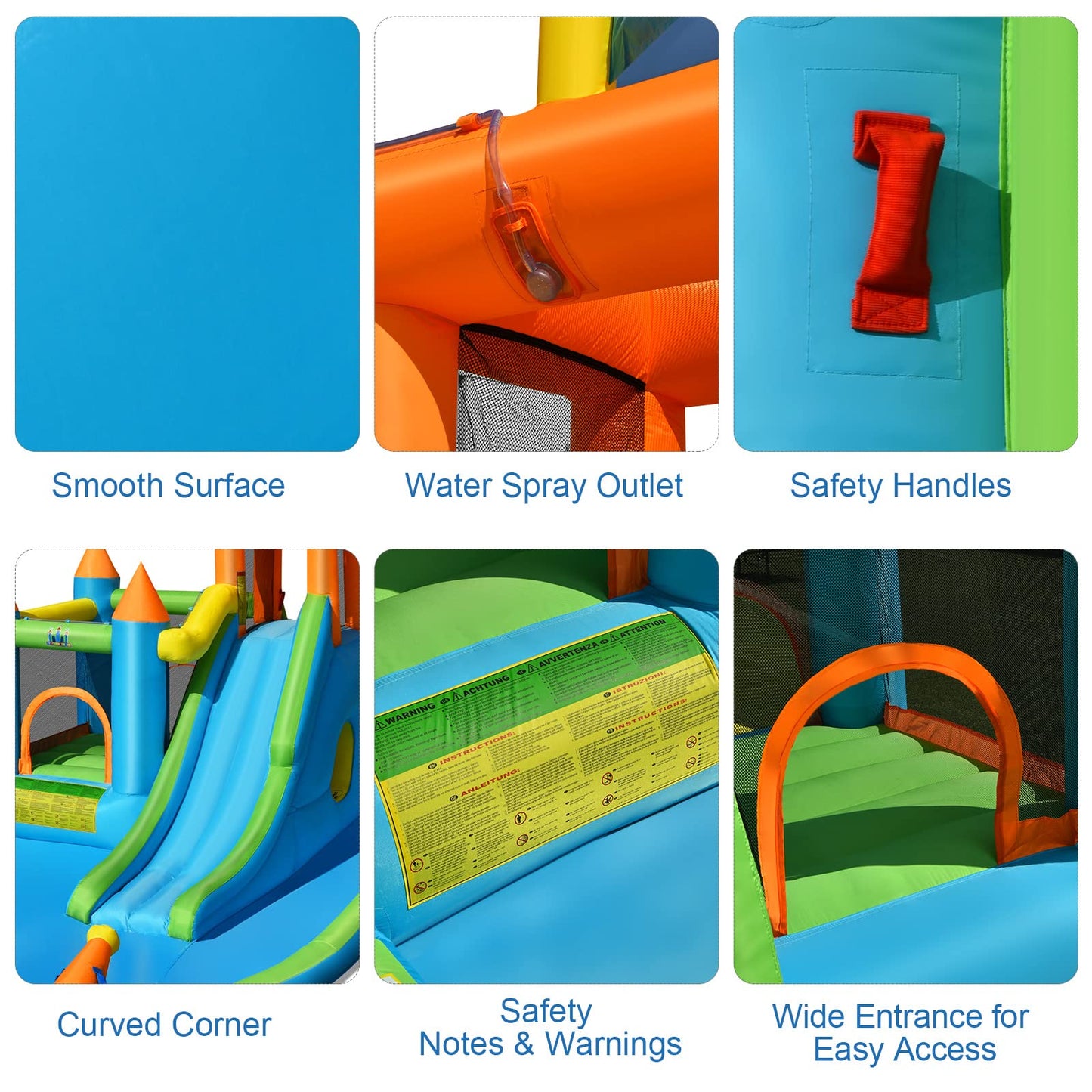 BOUNTECH Inflatable Water Slide, 8 in 1 Giant Waterslide Park Bounce House for Kids Backyard Outdoor Fun w/Splash Pool, Climbing, Blow up Water Slides Inflatables for Kids and Adults Party Gifts Without Air Blower